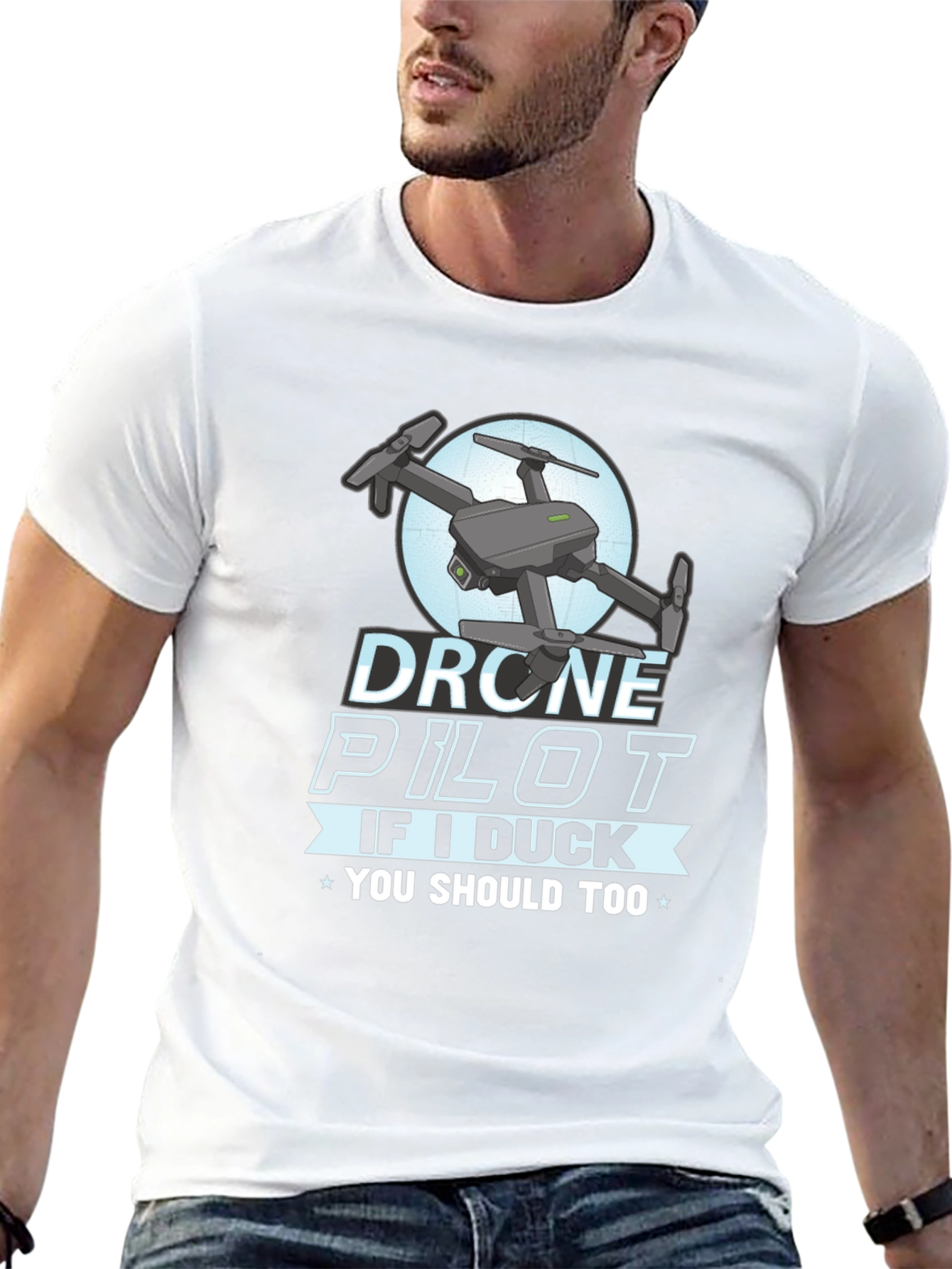 Black Drone Pilot T-Shirt - If I Duck, You Should Too! view 13