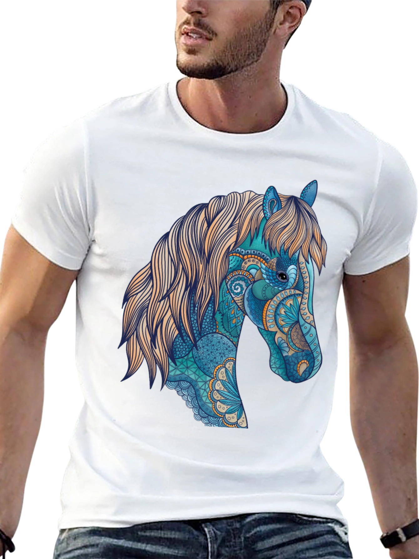 Black Horse Art Graphic T-Shirt - Unique Design view 13