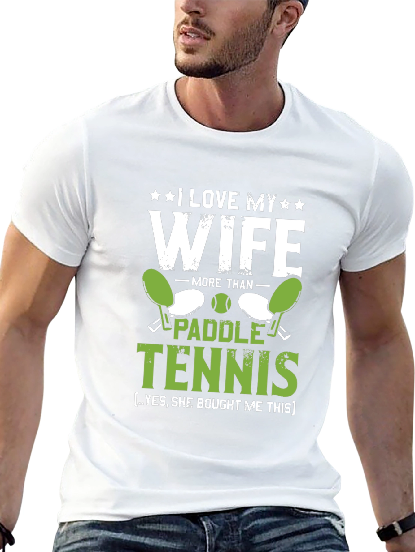 Black I Love My Wife Paddle Tennis Graphic T-Shirt view 13