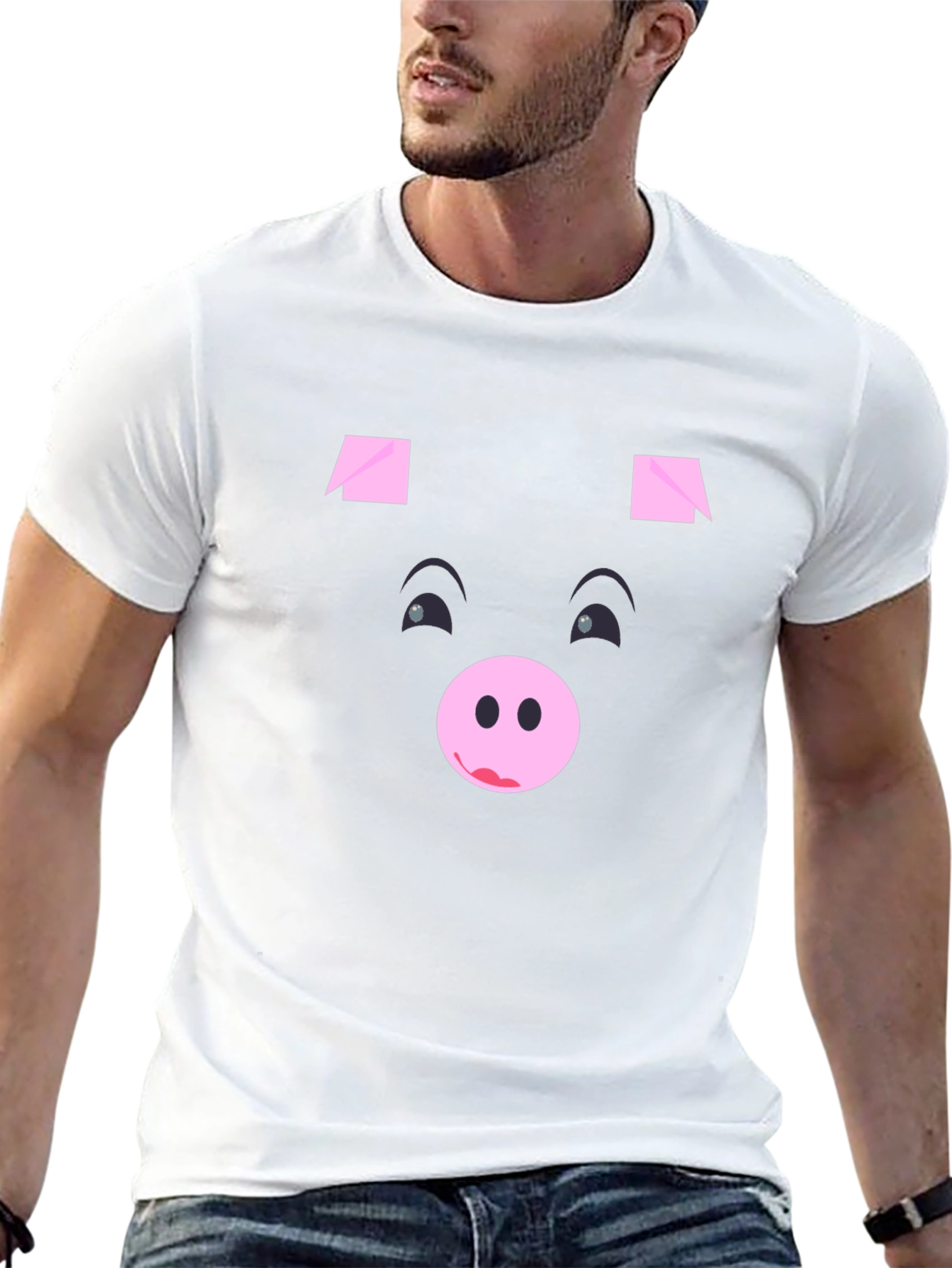 Black Funny Pig Face Black Graphic T-Shirt view 13