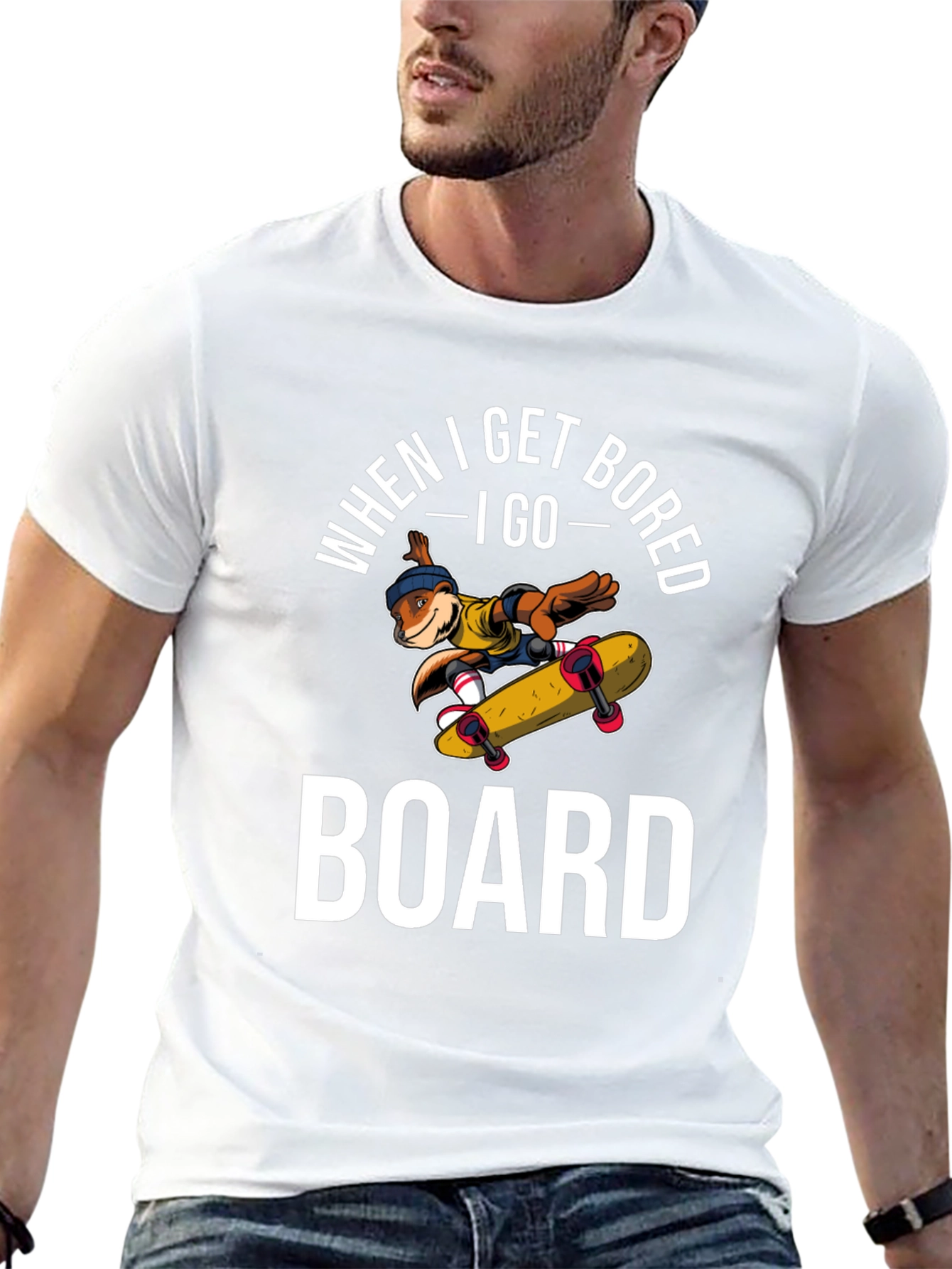 Black When I Get Bored I Go Board T-Shirt Skateboarder view 13