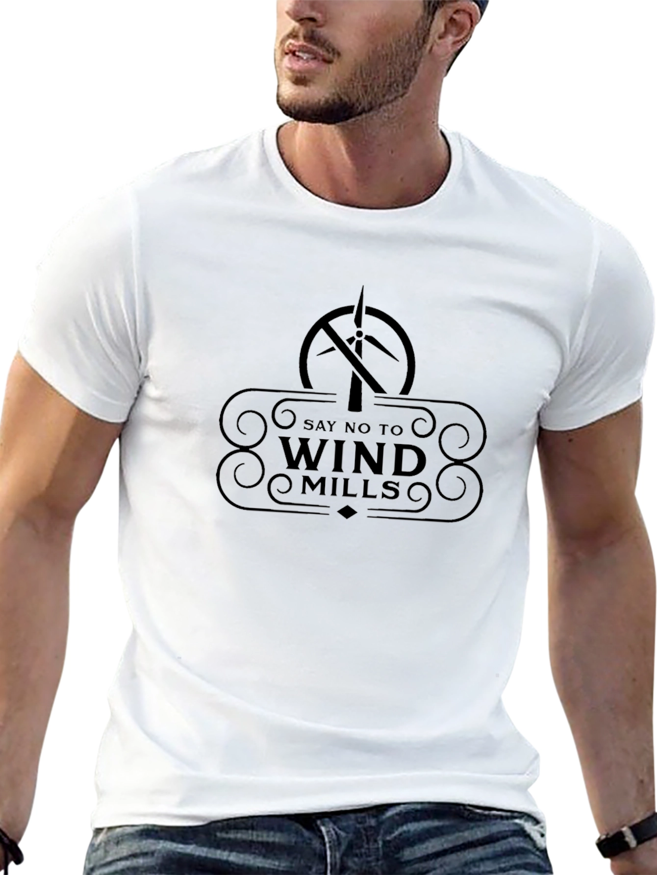 Black Say No To Windmills Graphic Tee view 13