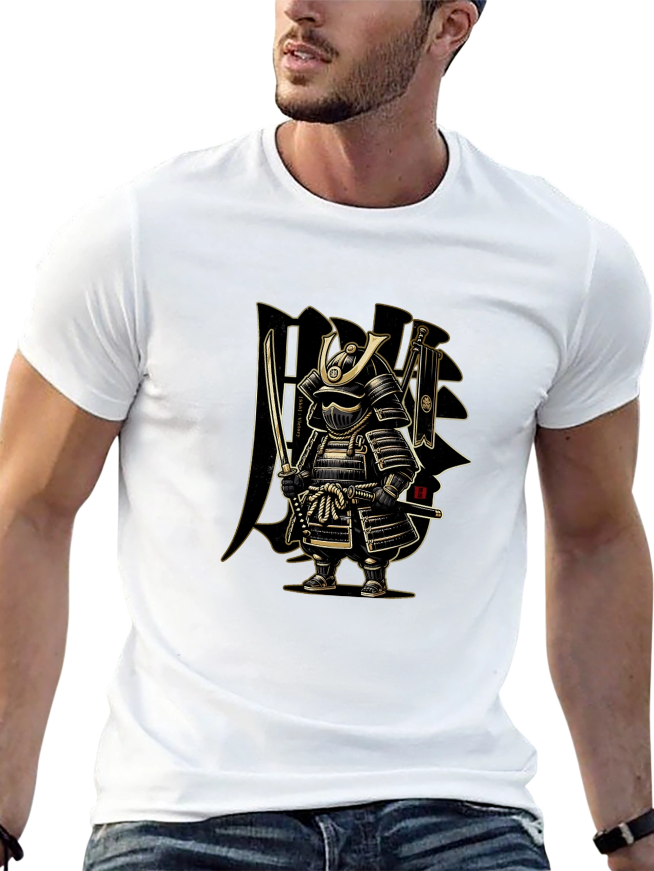 Black Samurai Warrior Graphic T-Shirt - Mens Black Tee view 13