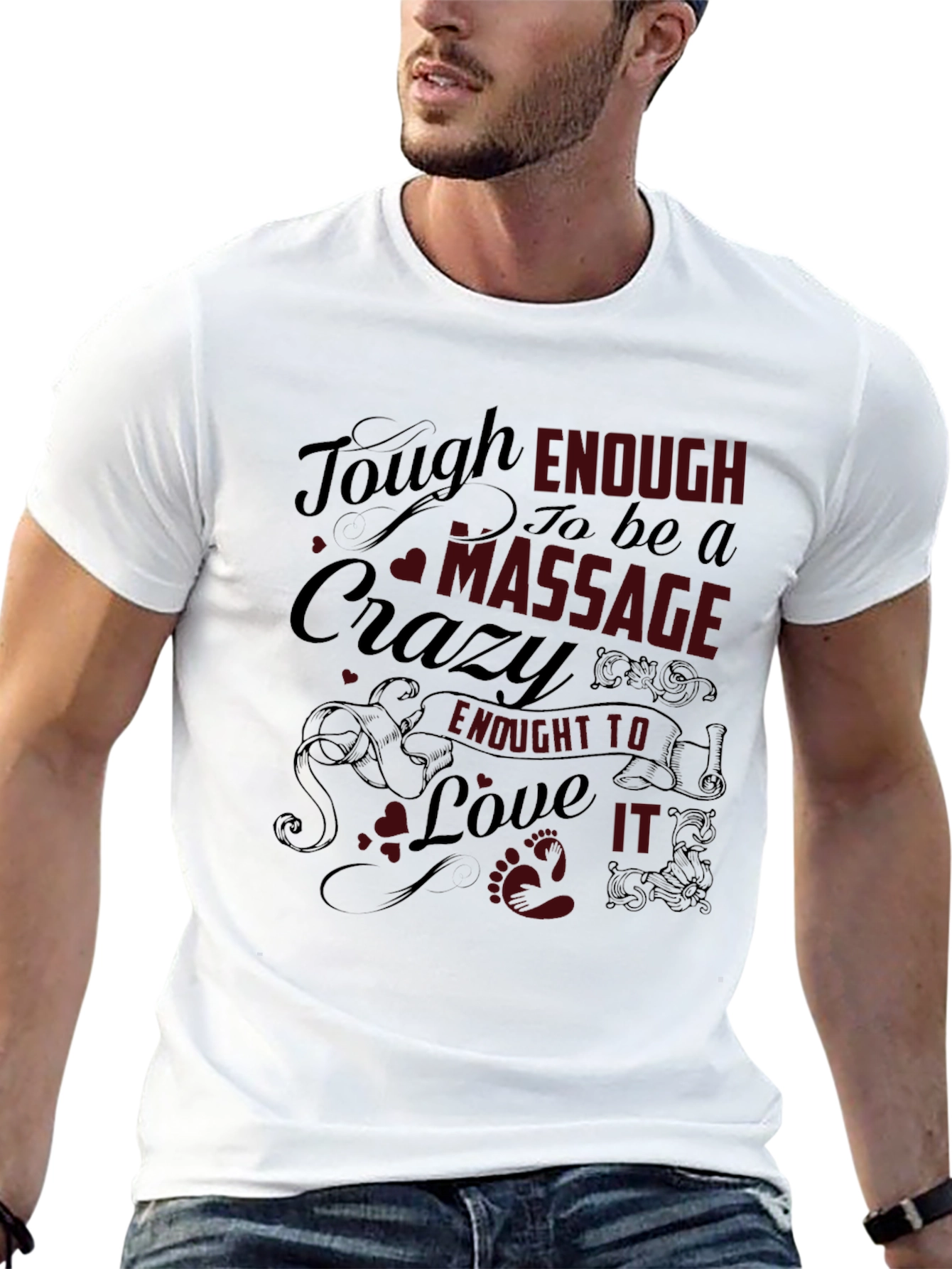 Black Tough Enough Massage Crazy T-Shirt view 13