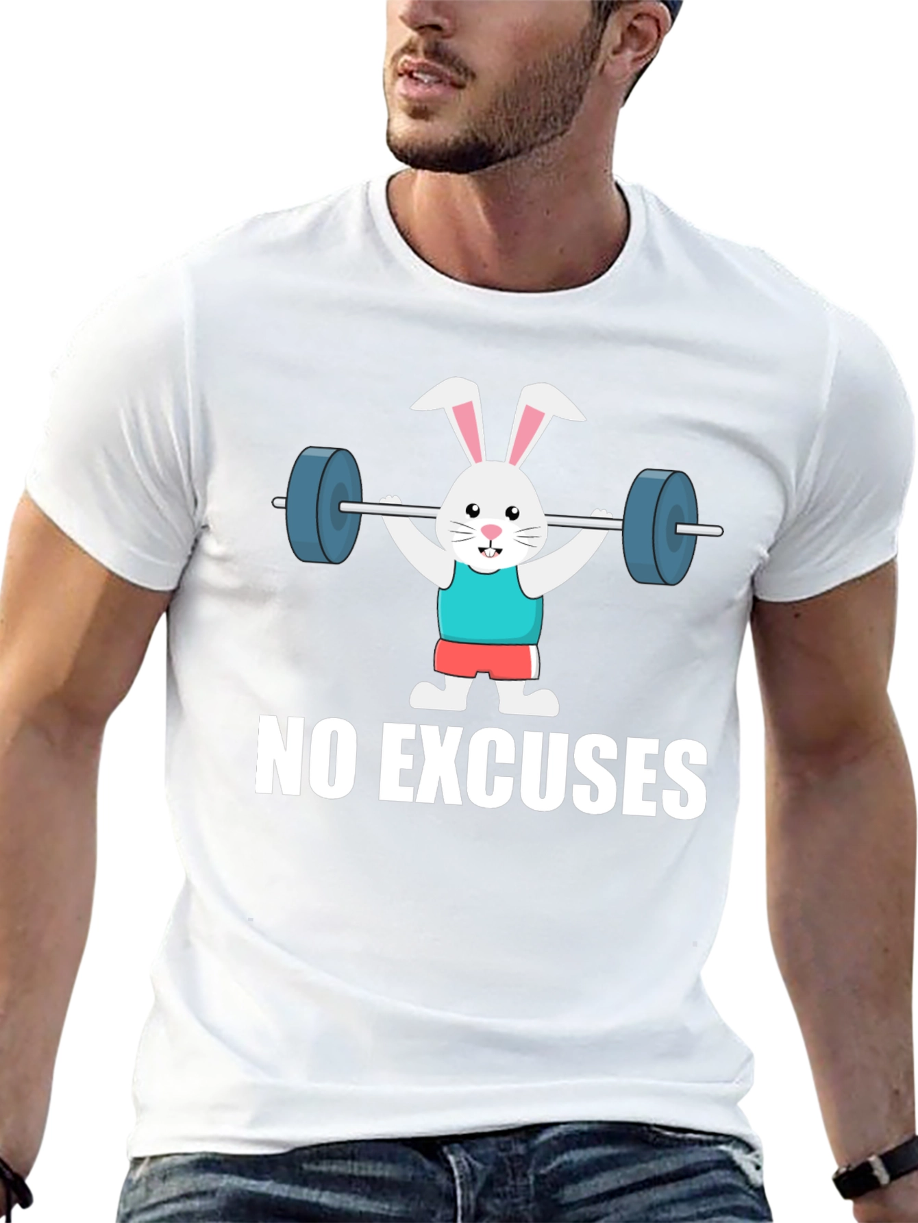 Black No Excuses Bunny Gym Workout T-Shirt view 13