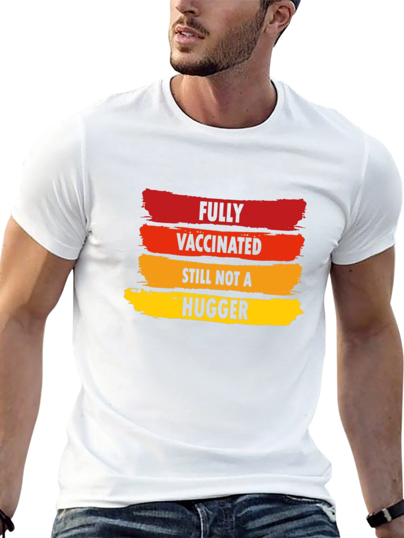 Black Fully Vaccinated Not A Hugger Novelty T-Shirt view 13