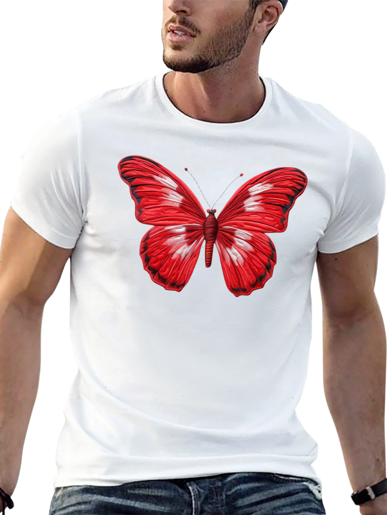 Black Butterfly Graphic Black T-Shirt - Stylish Men's Tee view 13