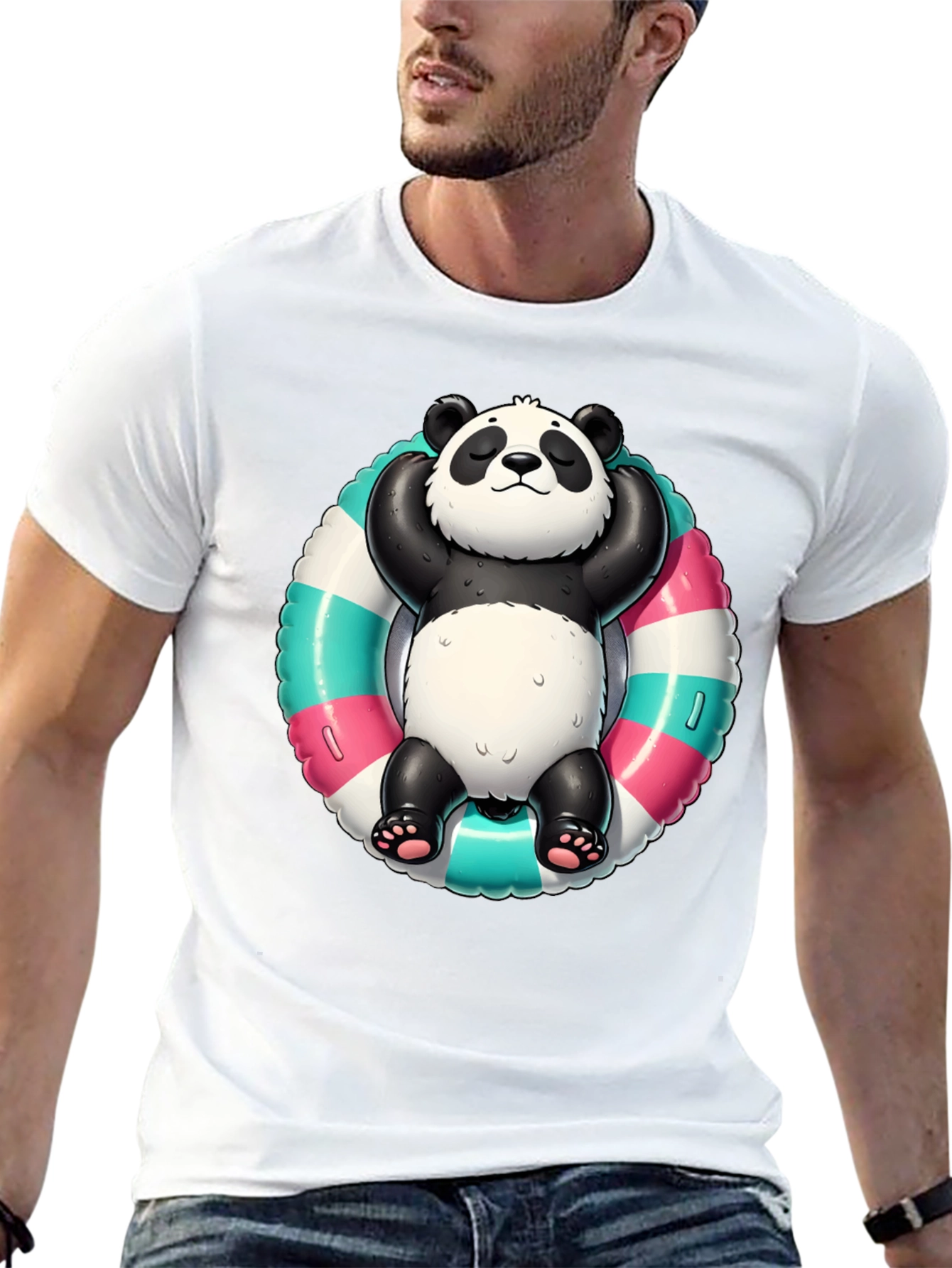 Black Panda Pool Float T-Shirt - Relaxed Style view 13