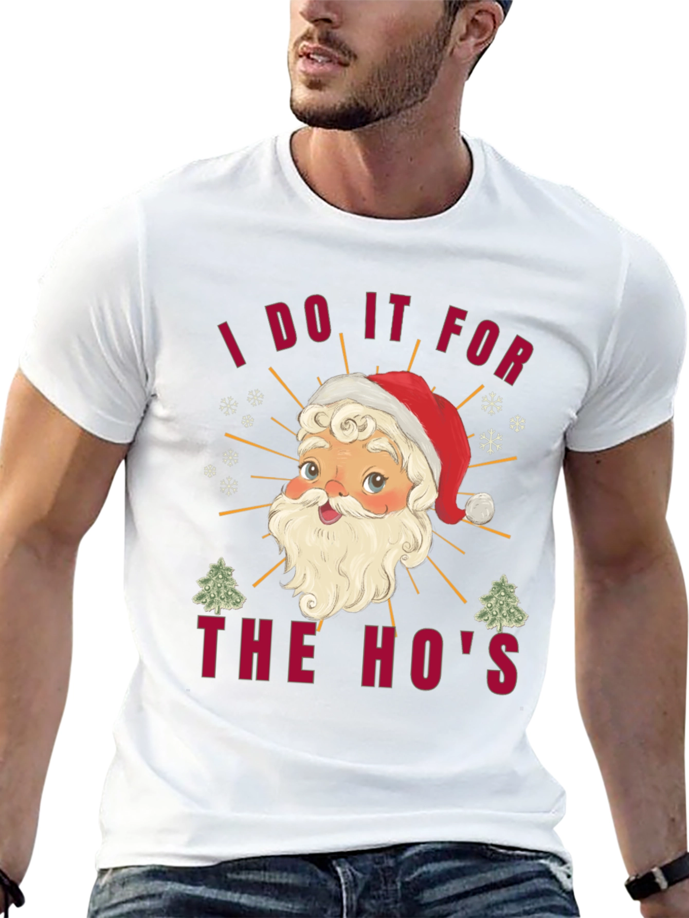 Black I Do It For The Ho's Christmas Santa T-Shirt view 13