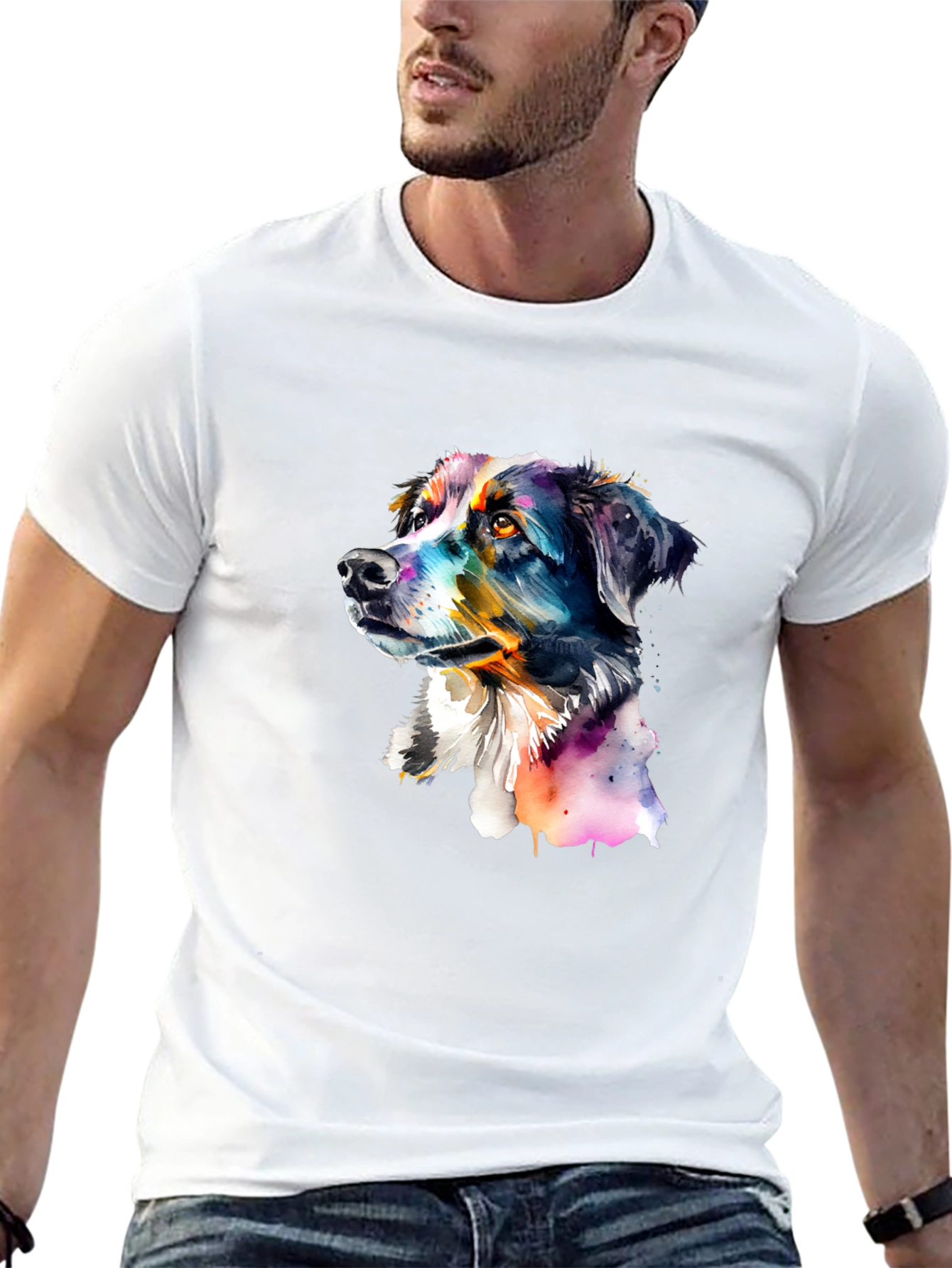 Black Dog Portrait Graphic Tee - Men's Black T-Shirt view 13