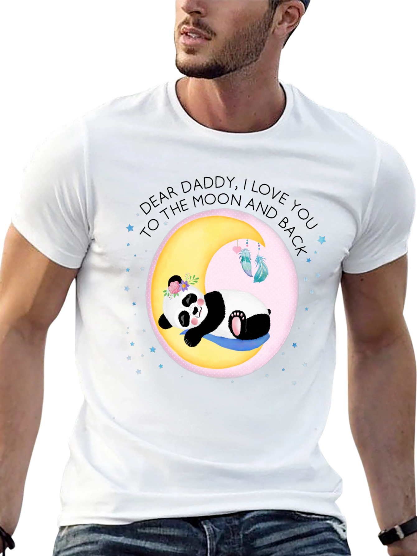 Black Dear Daddy Panda Moon Graphic Tee view 13