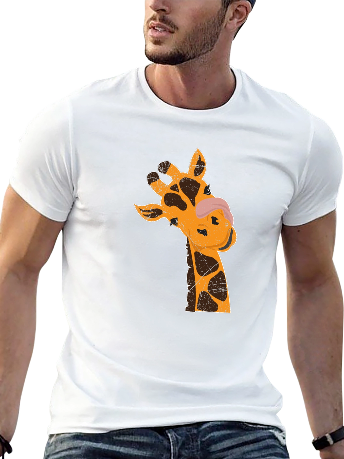 Black Giraffe Graphic T-Shirt - Black Casual Tee view 13