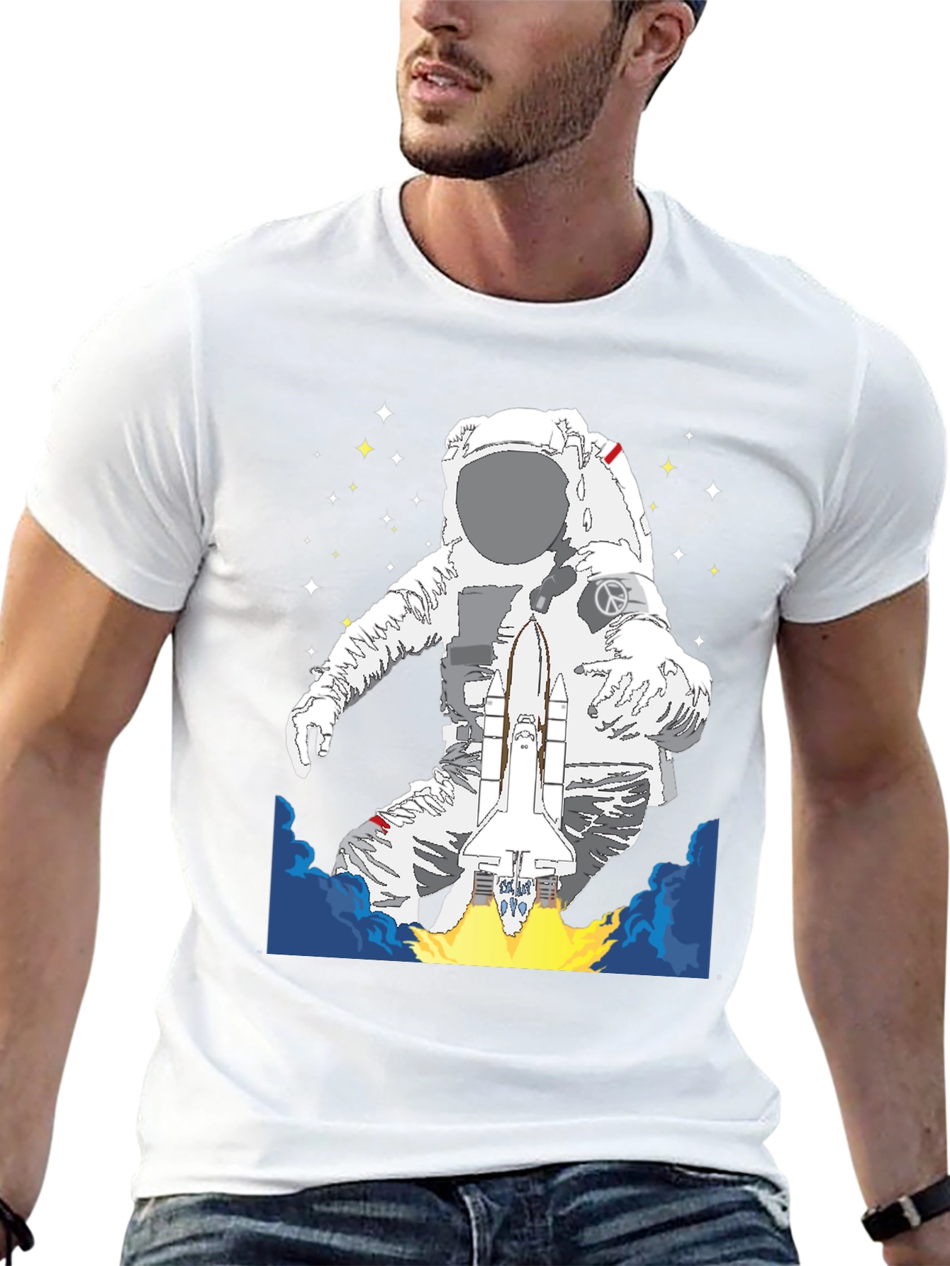 Black Astronaut Space Shuttle Graphic Tee view 13