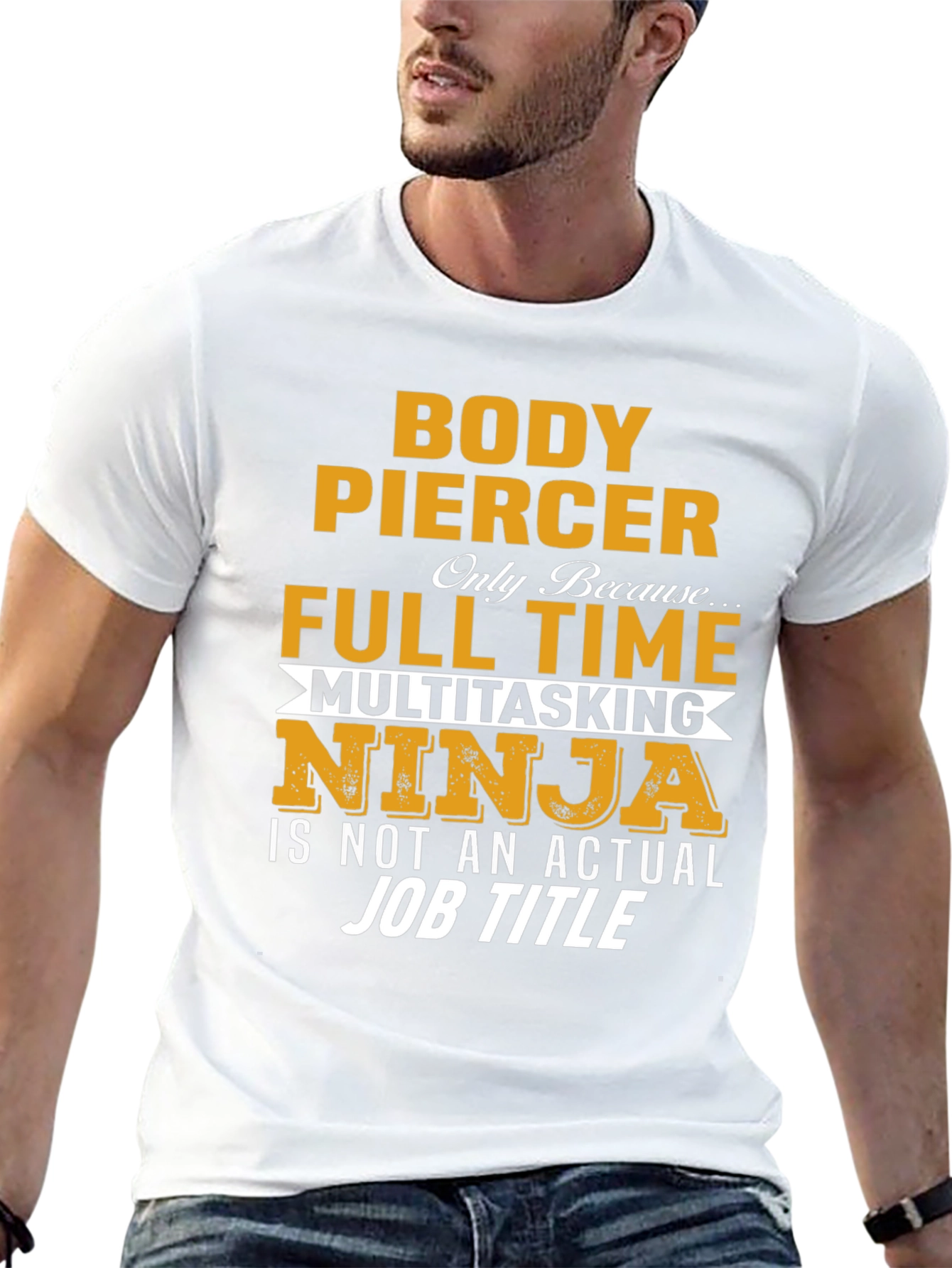 Black Body Piercer Multitasking Ninja Novelty T-Shirt view 13