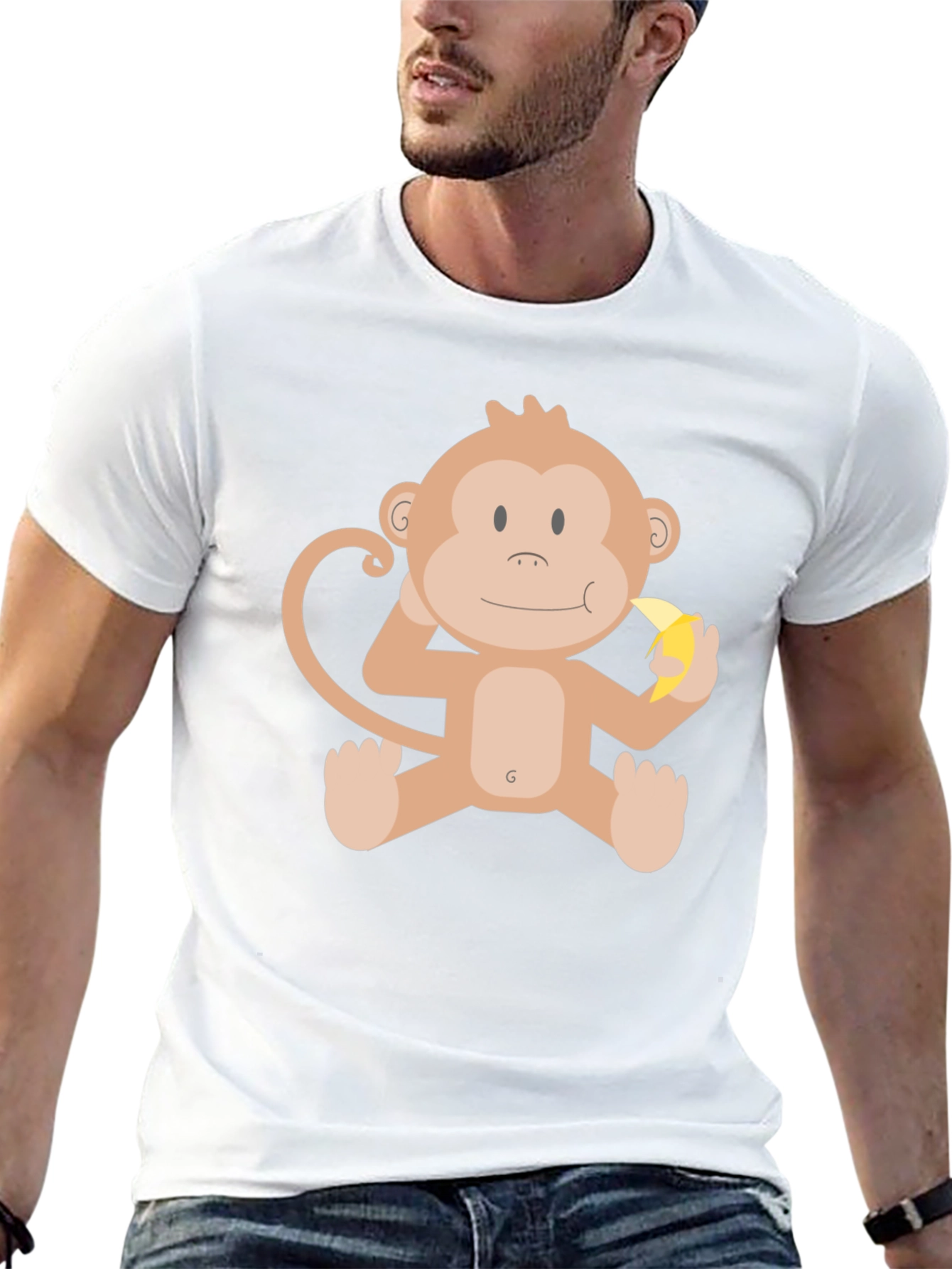 Black Funny Monkey Banana Graphic Black T-Shirt view 13