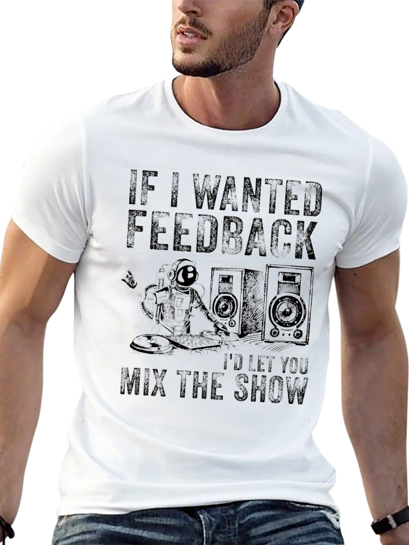 Black DJ Astronaut Graphic T-Shirt - Mix the Show view 13