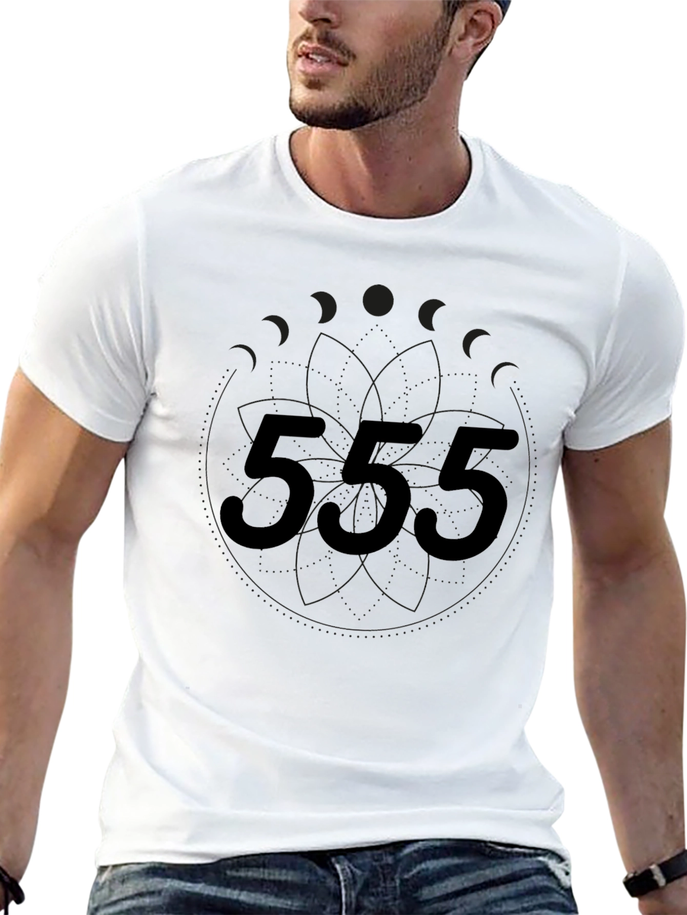 Black Men's Black Graphic Tee - 555 Design view 13