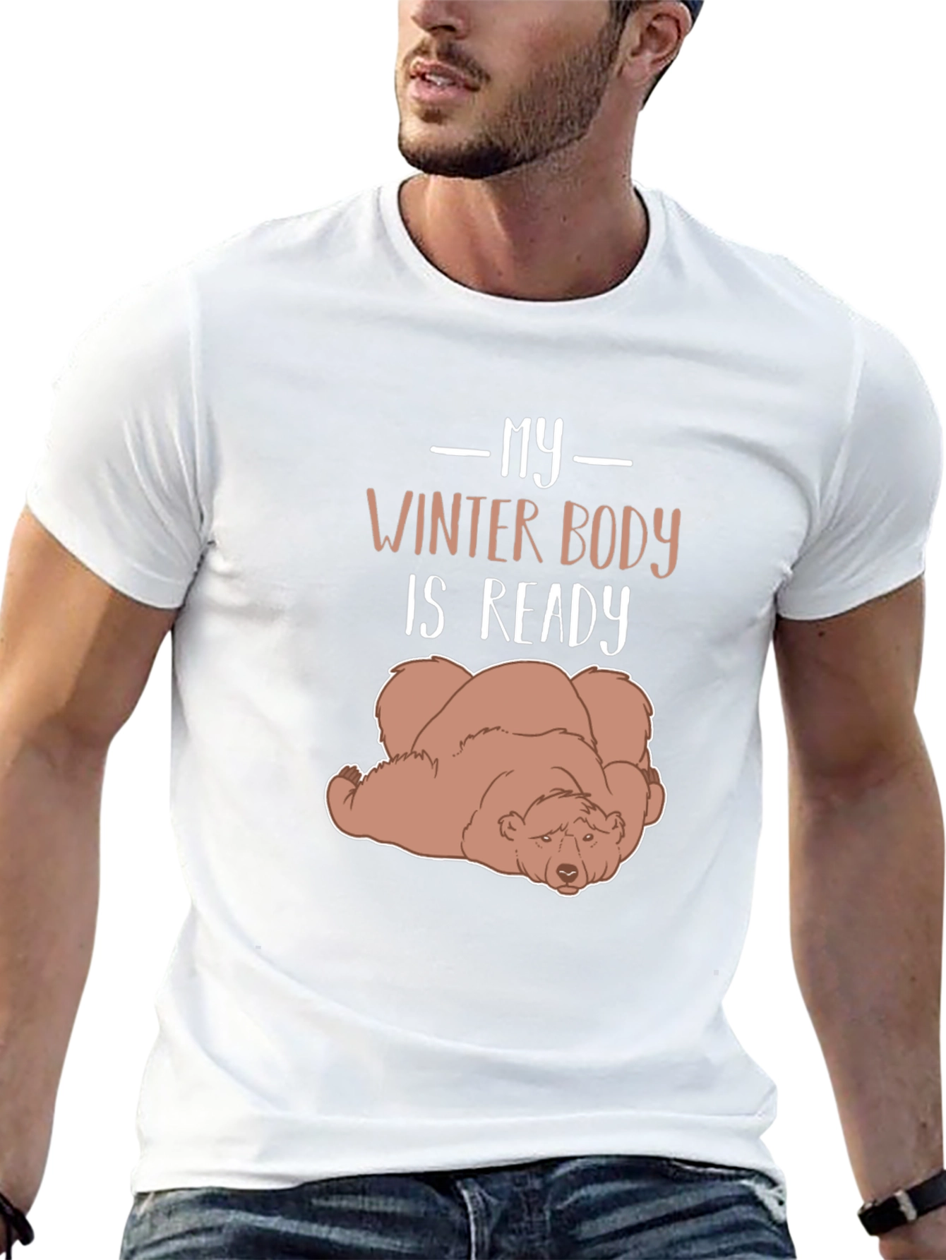 Black My Winter Body is Ready Lazy Bear Graphic Tee view 13