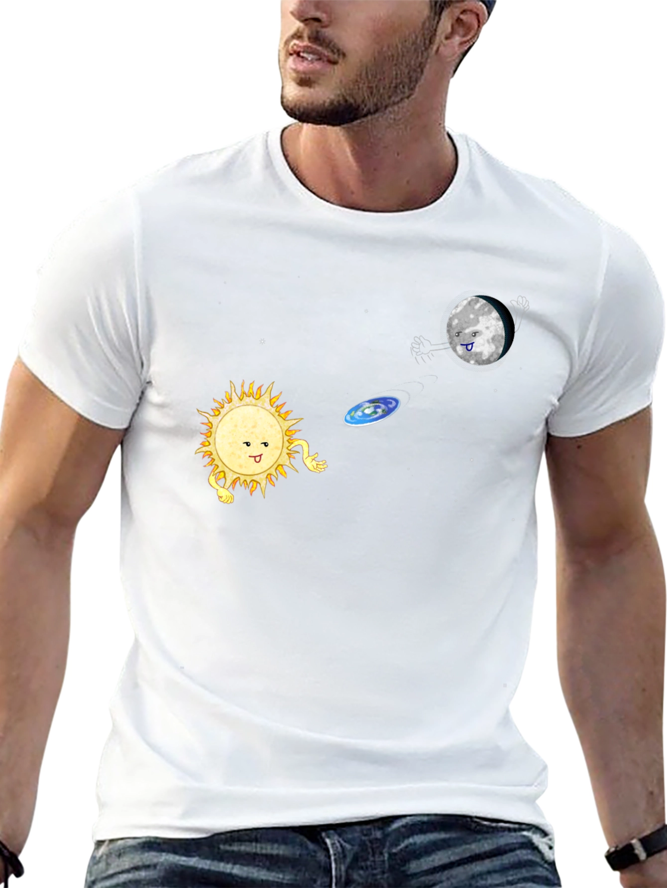 Black Sun & Moon Frisbee T-Shirt - Fun Graphic Tee view 13