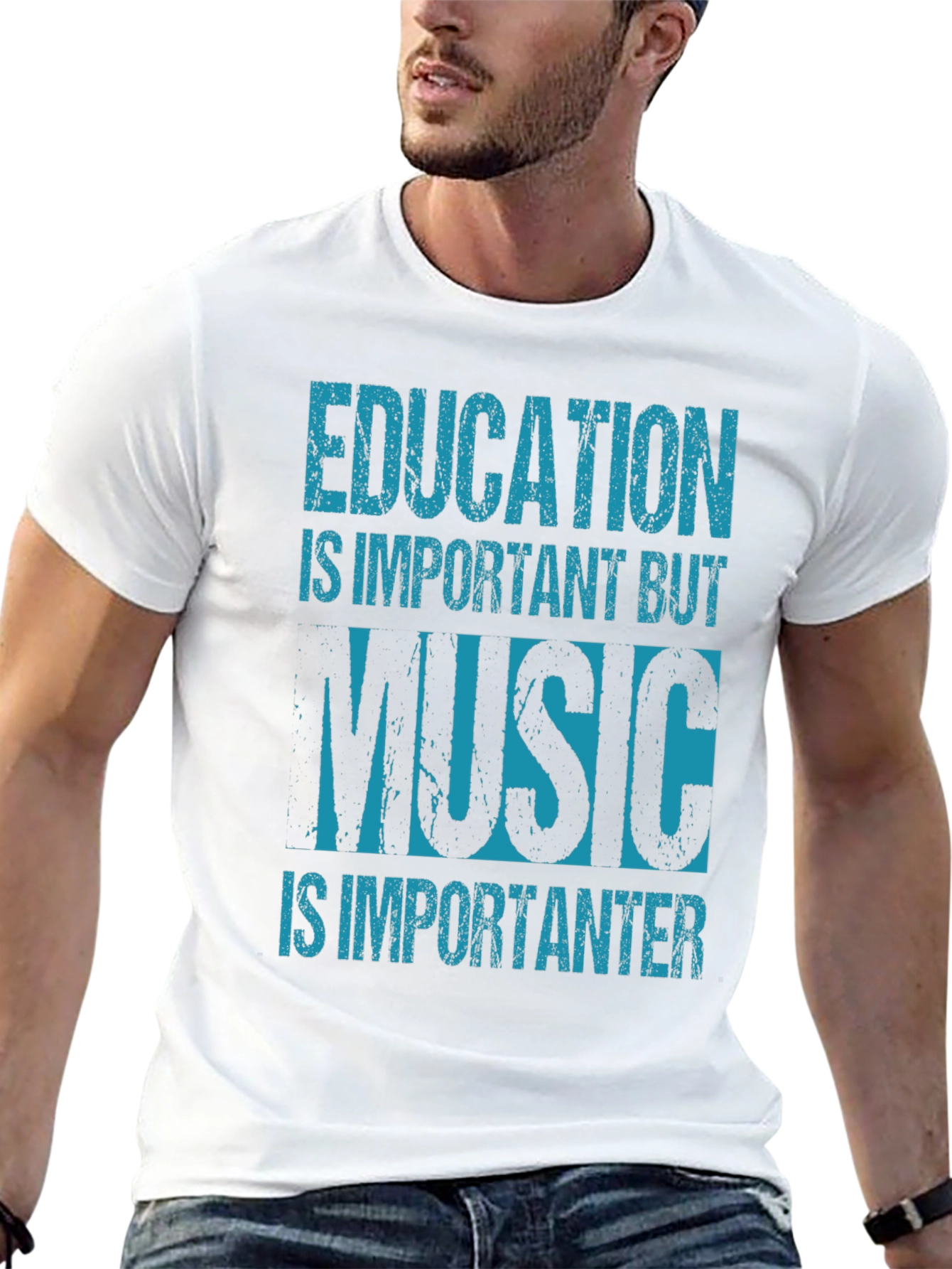 Black Education Music Graphic Tee - Black Cotton Blend view 13