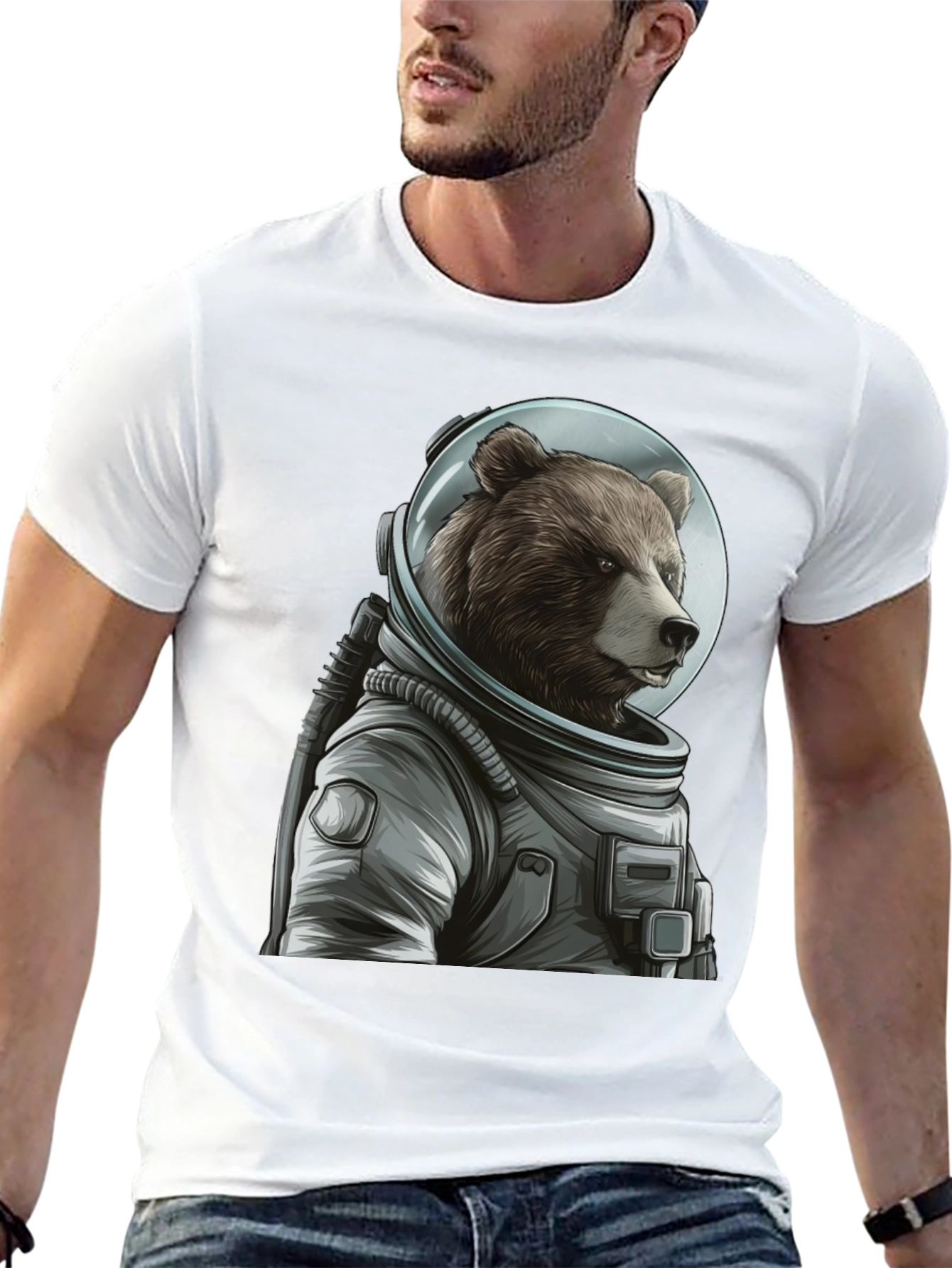 Black Bear Astronaut Graphic T-Shirt - Space Explorer view 13