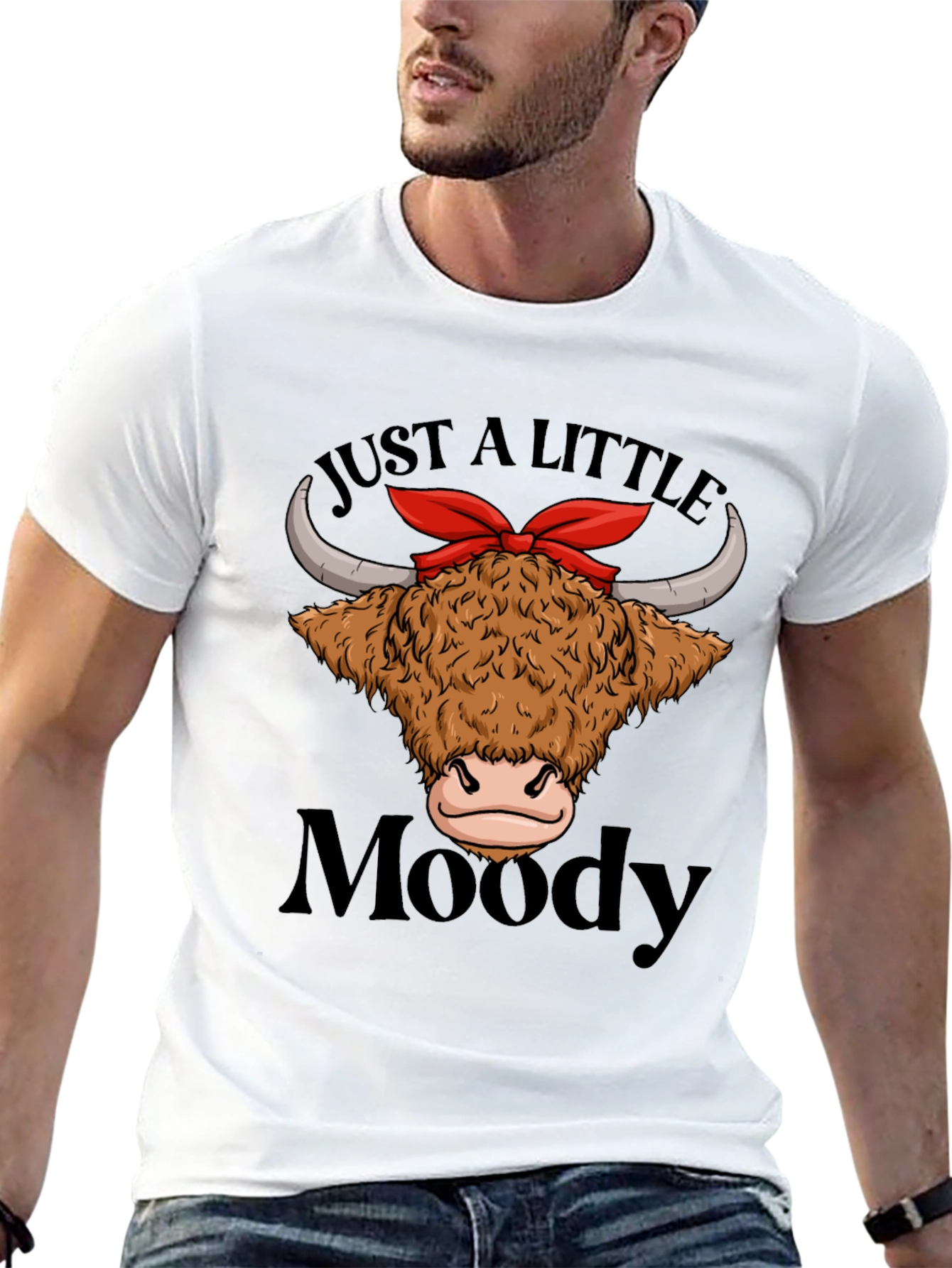 Black Moody Highland Cow T-Shirt Funny Graphic Tee view 13
