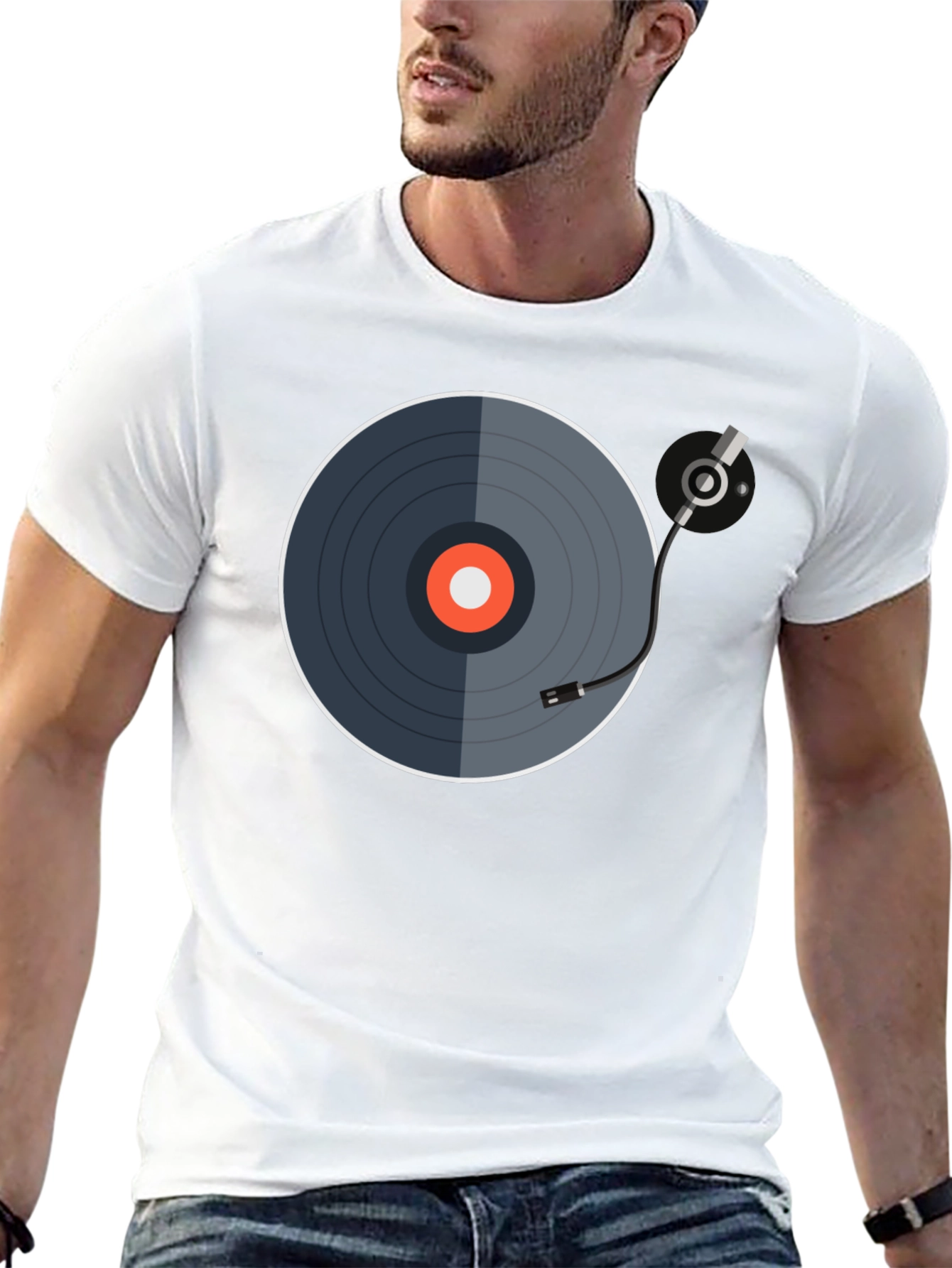Black Cool Vinyl Record Graphic Tee - Black view 13