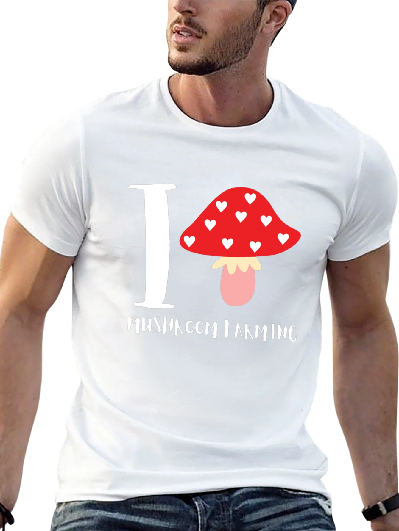 Black I Love Mushroom Farming T-Shirt view 13
