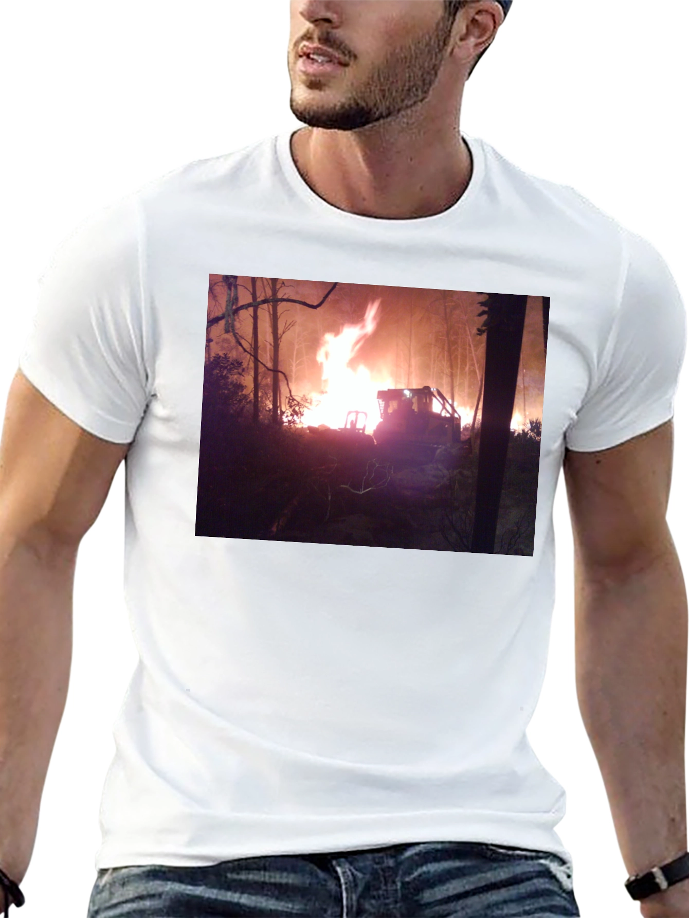 Black Inferno Tractor Graphic Tee - Black Cotton Blend view 13