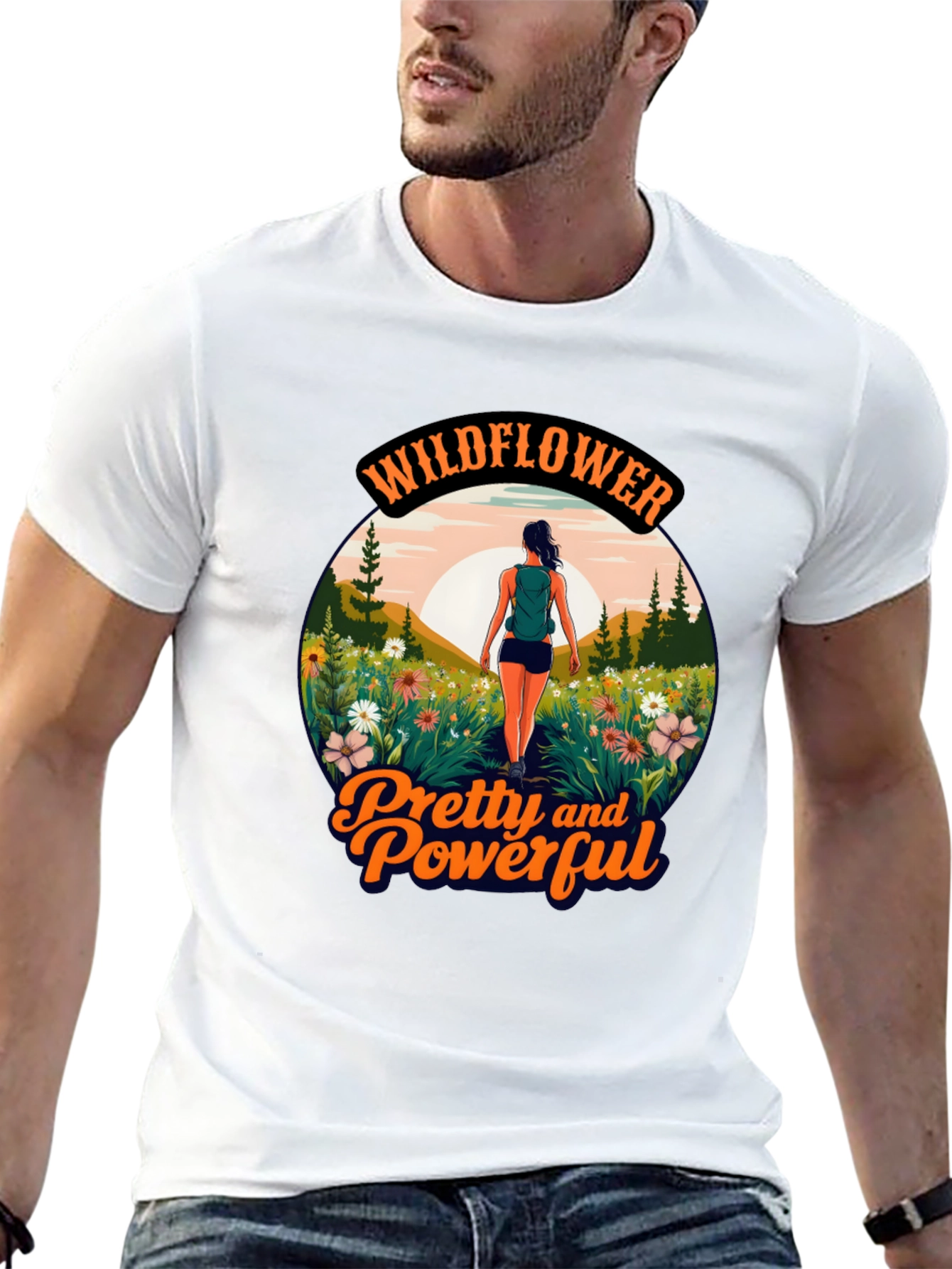 Black Wildflower Pretty and Powerful Graphic Tee view 13