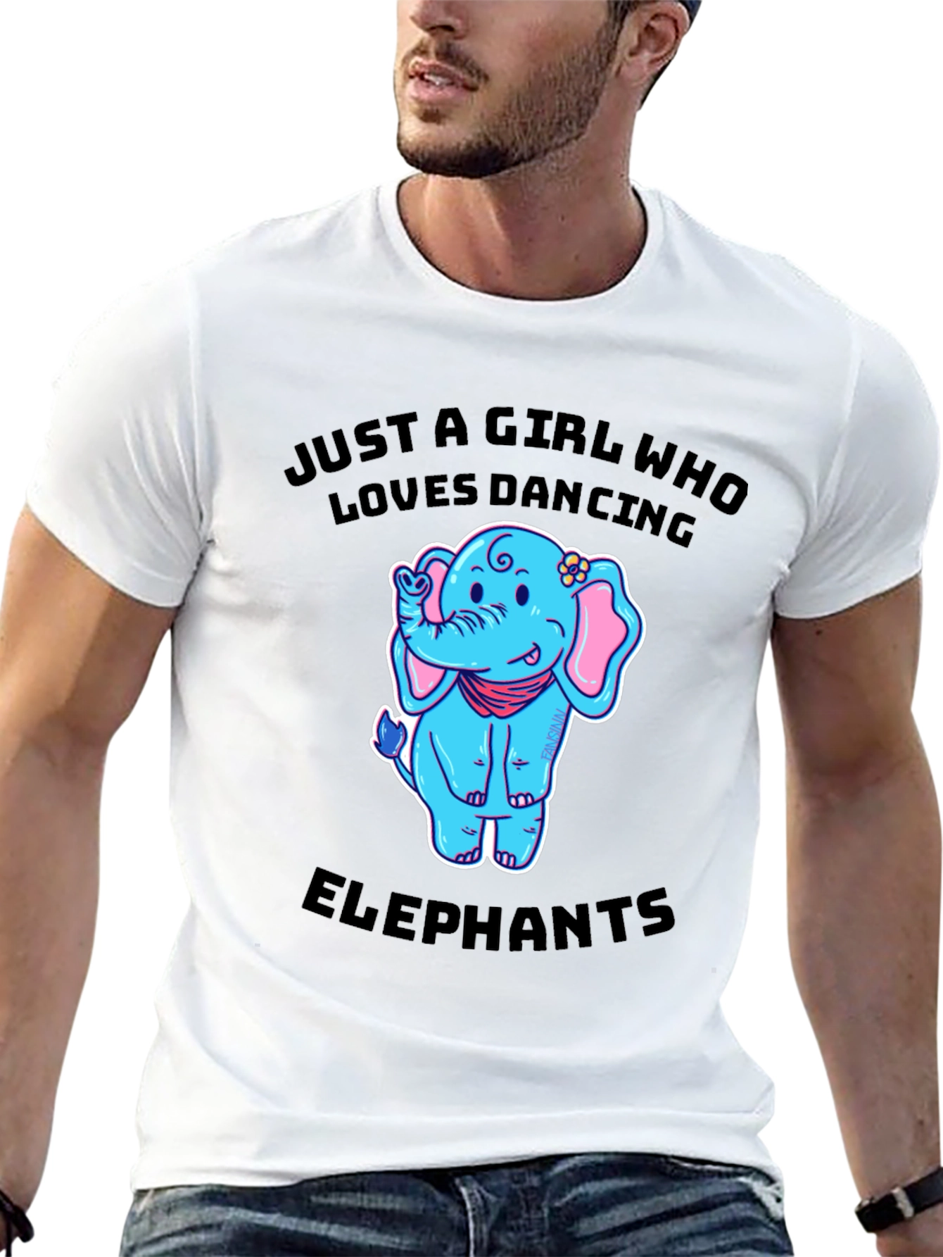 Black Dancing Elephant Girl's Graphic T-Shirt view 13