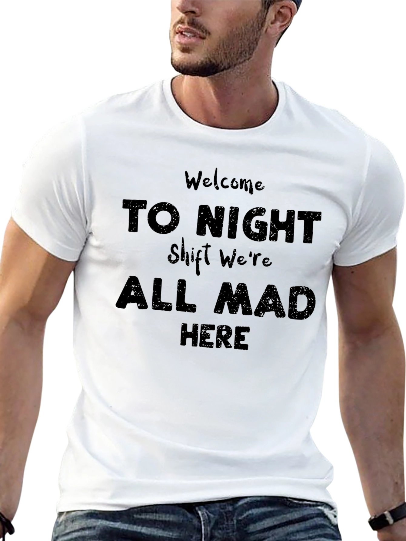 Black Night Shift Mad Here Graphic T-Shirt view 13
