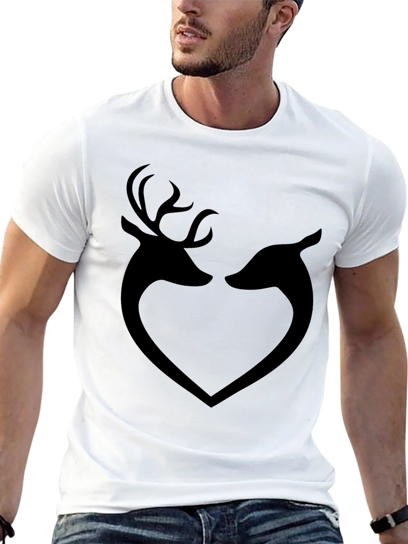 Black Deer Heart Graphic T-Shirt - Black view 13