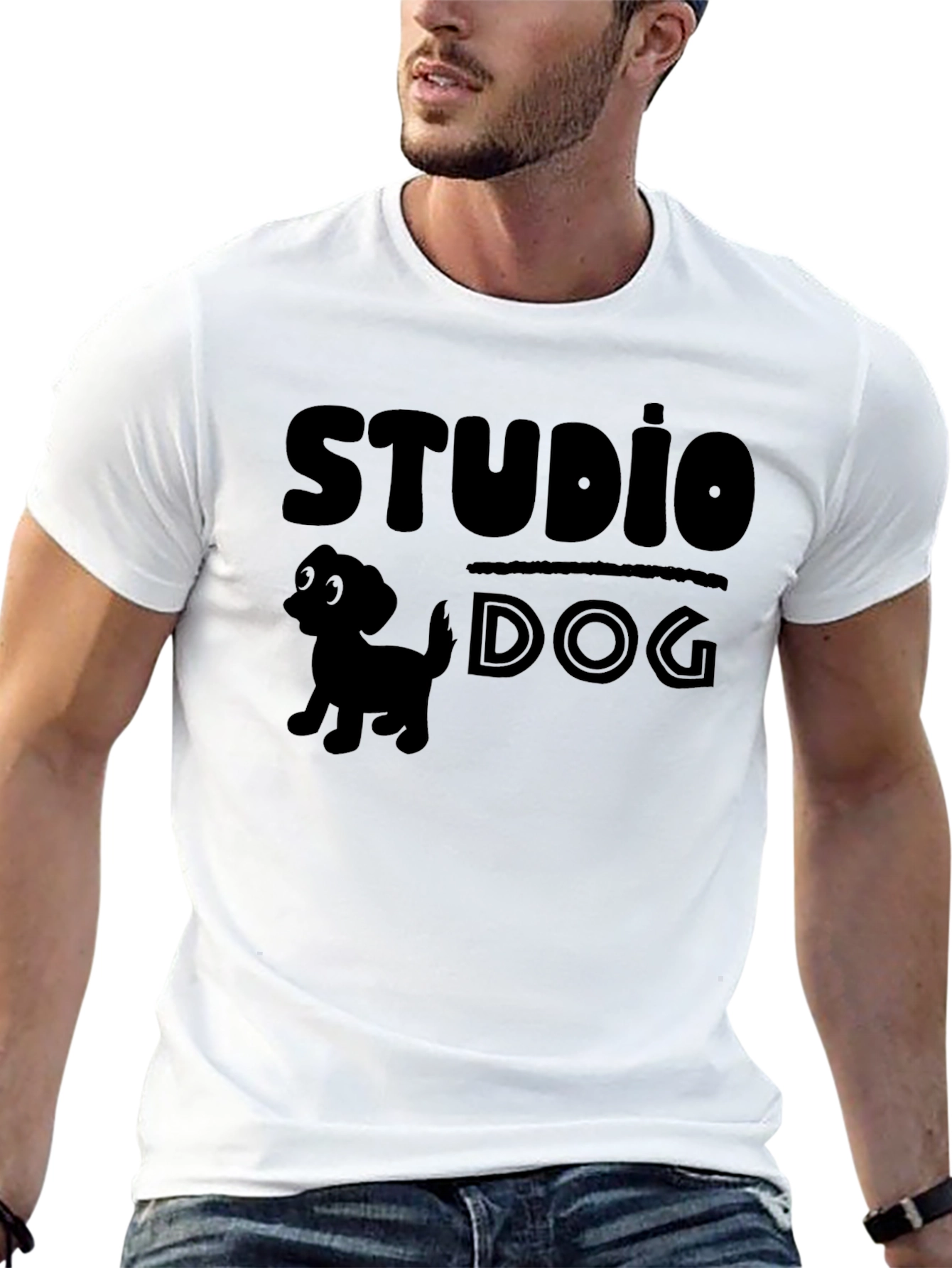 Black Studio Dog Graphic Tee - Black Cotton Blend view 13