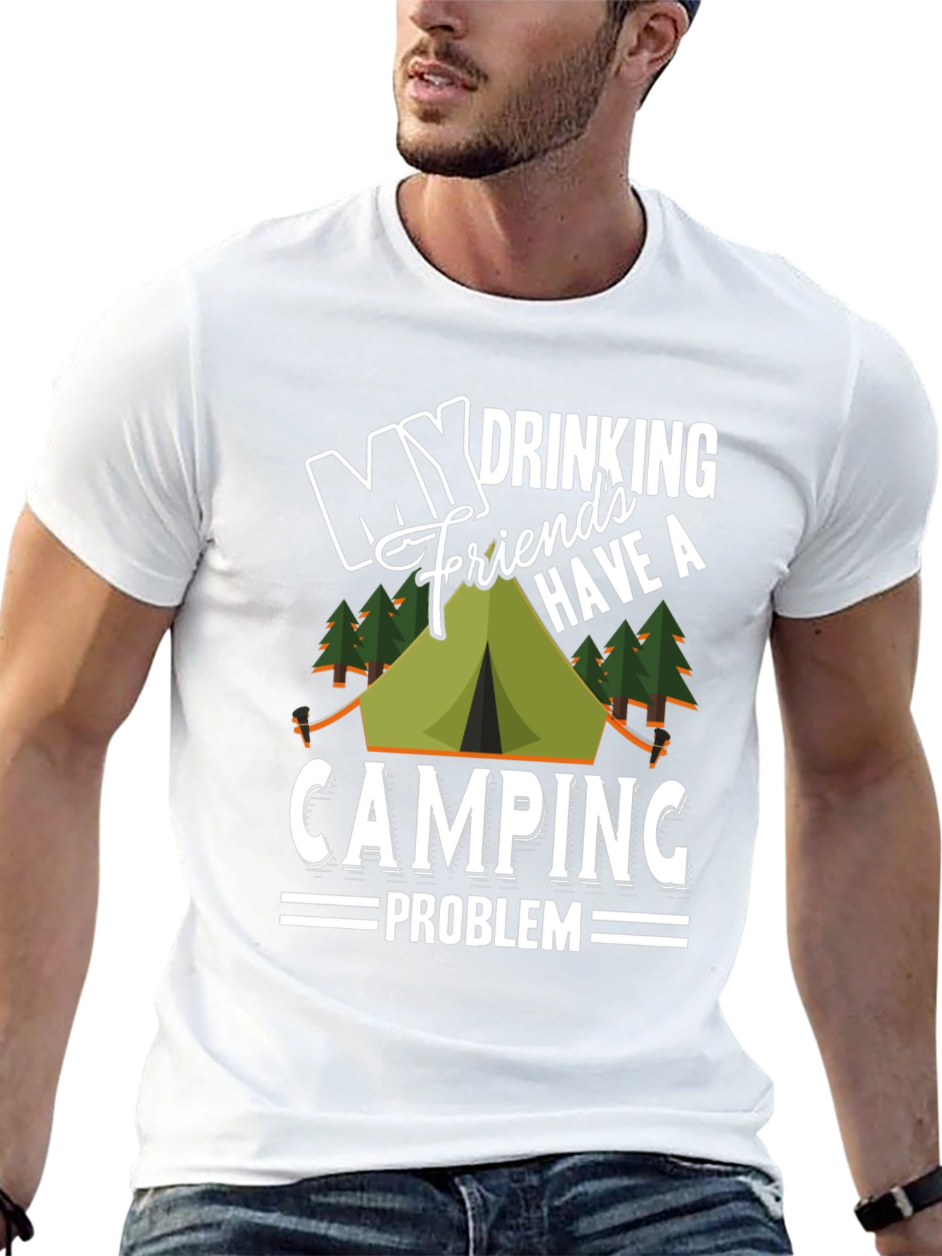 Black My Drinking Friends Camping T-Shirt view 13