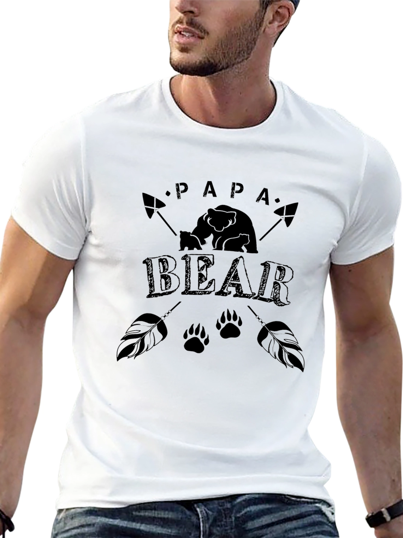 Black Papa Bear Graphic Tee - Black Cotton Blend view 13