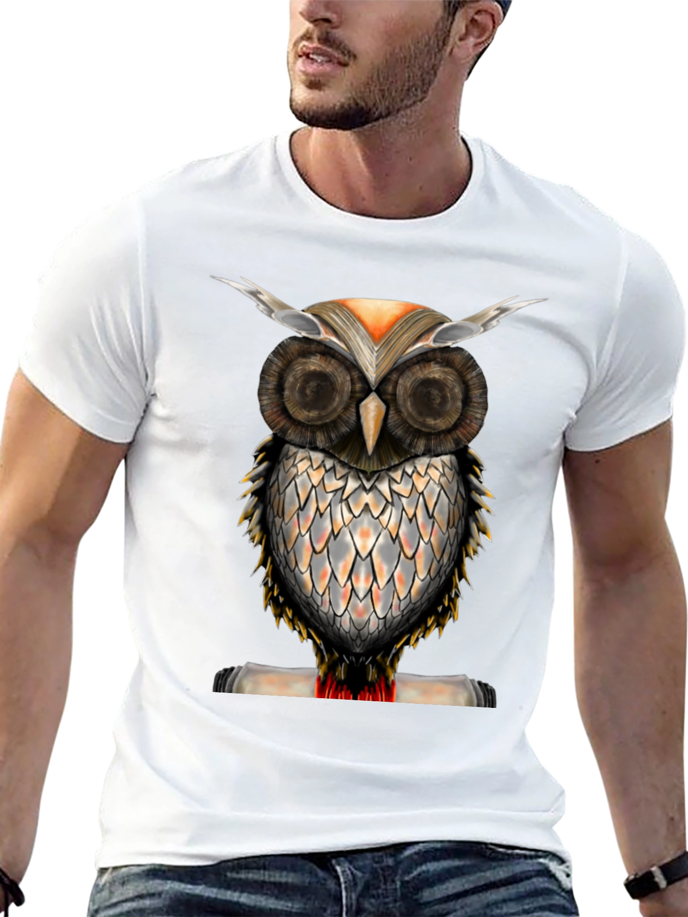 Black Owl Graphic Print Crew Neck T-Shirt view 13