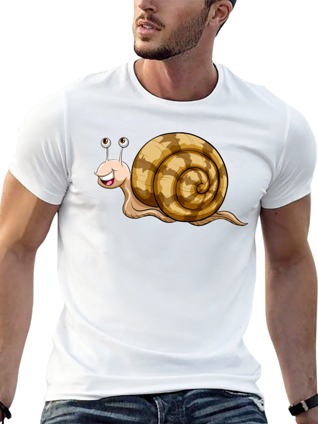 Black Cute Snail Cartoon Graphic Tee Shirt view 13