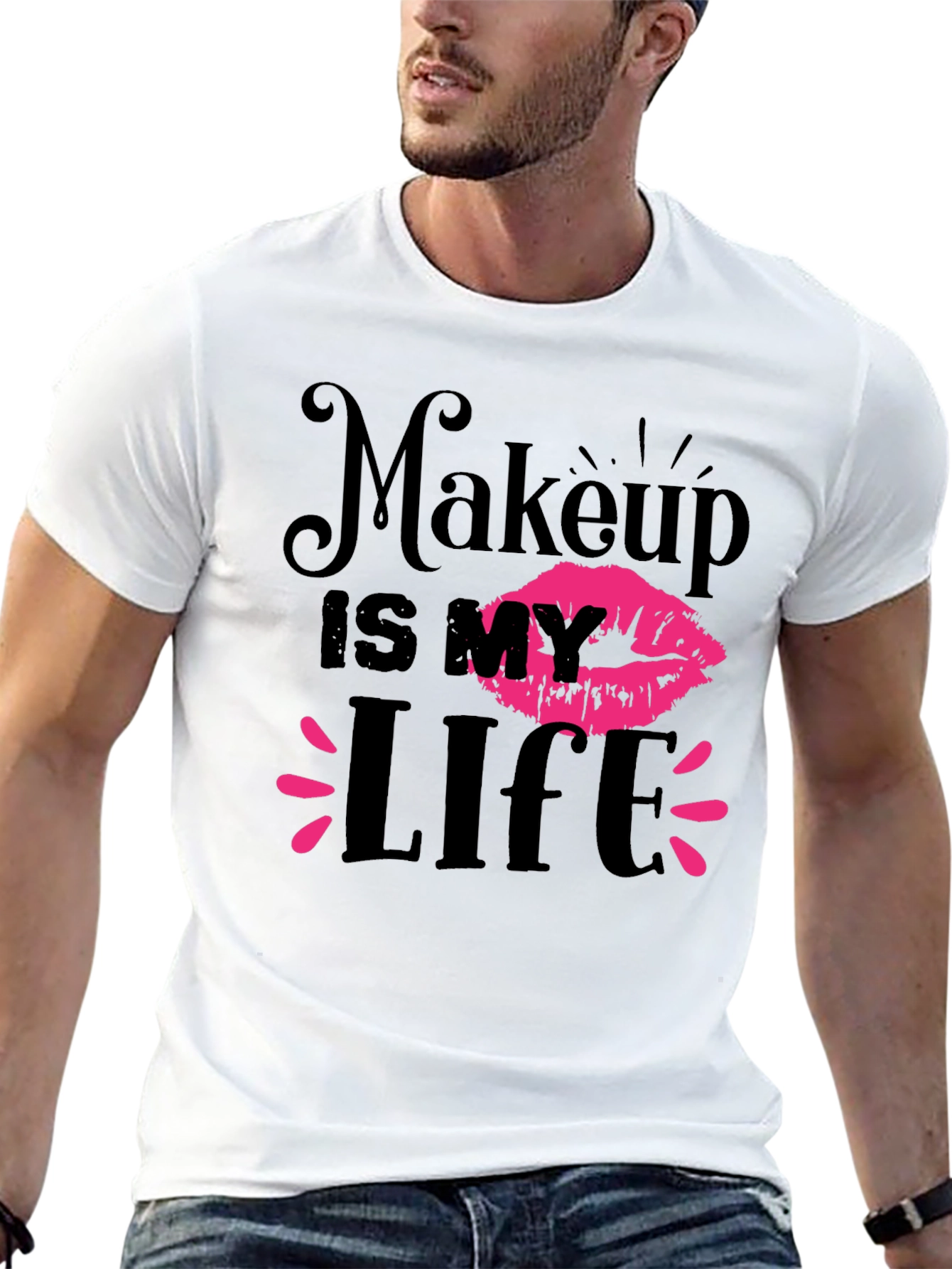 Black Makeup Is My Life Graphic Tee - Black view 13