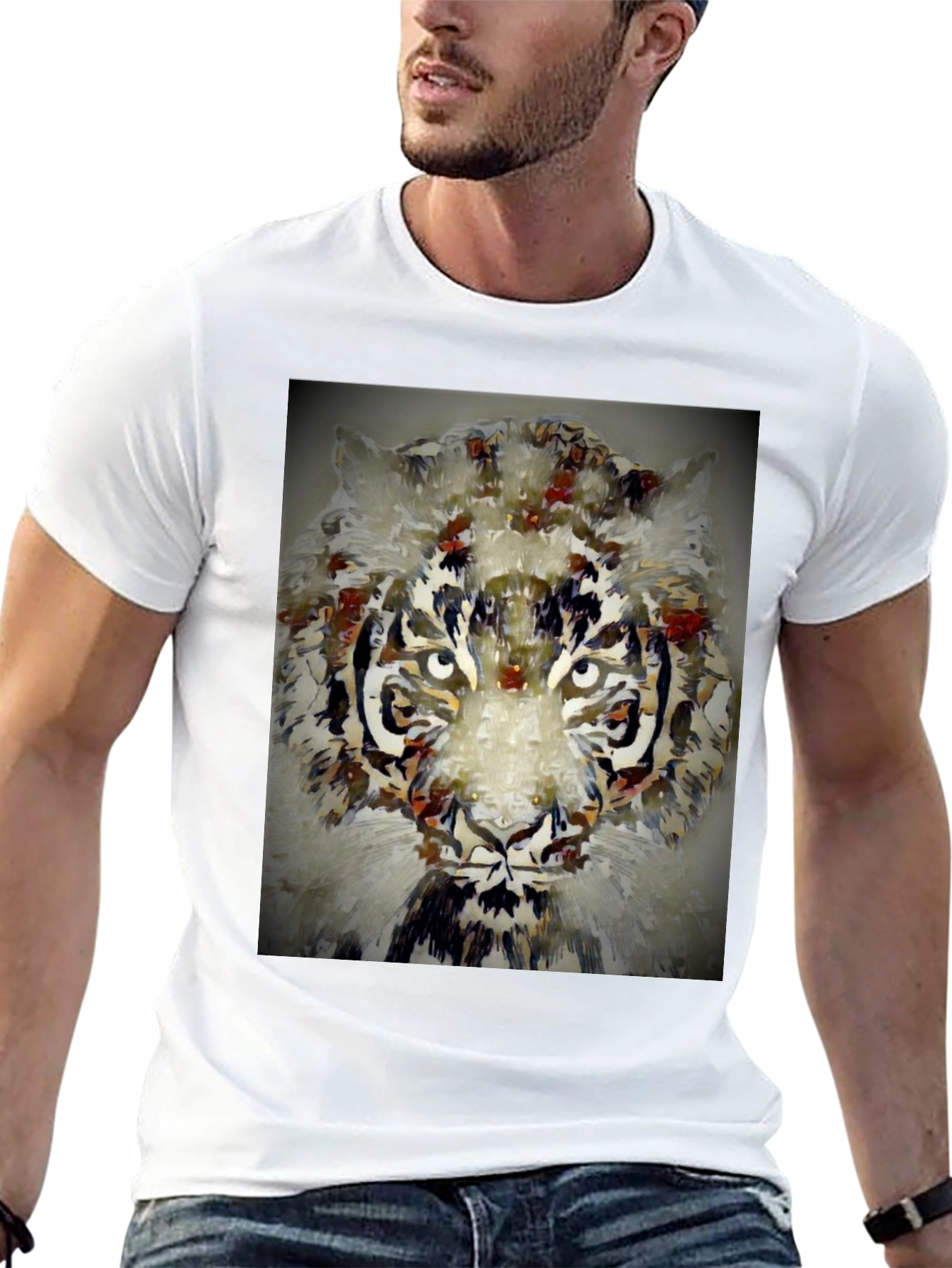 Black Abstract Tiger Graphic Tee view 13