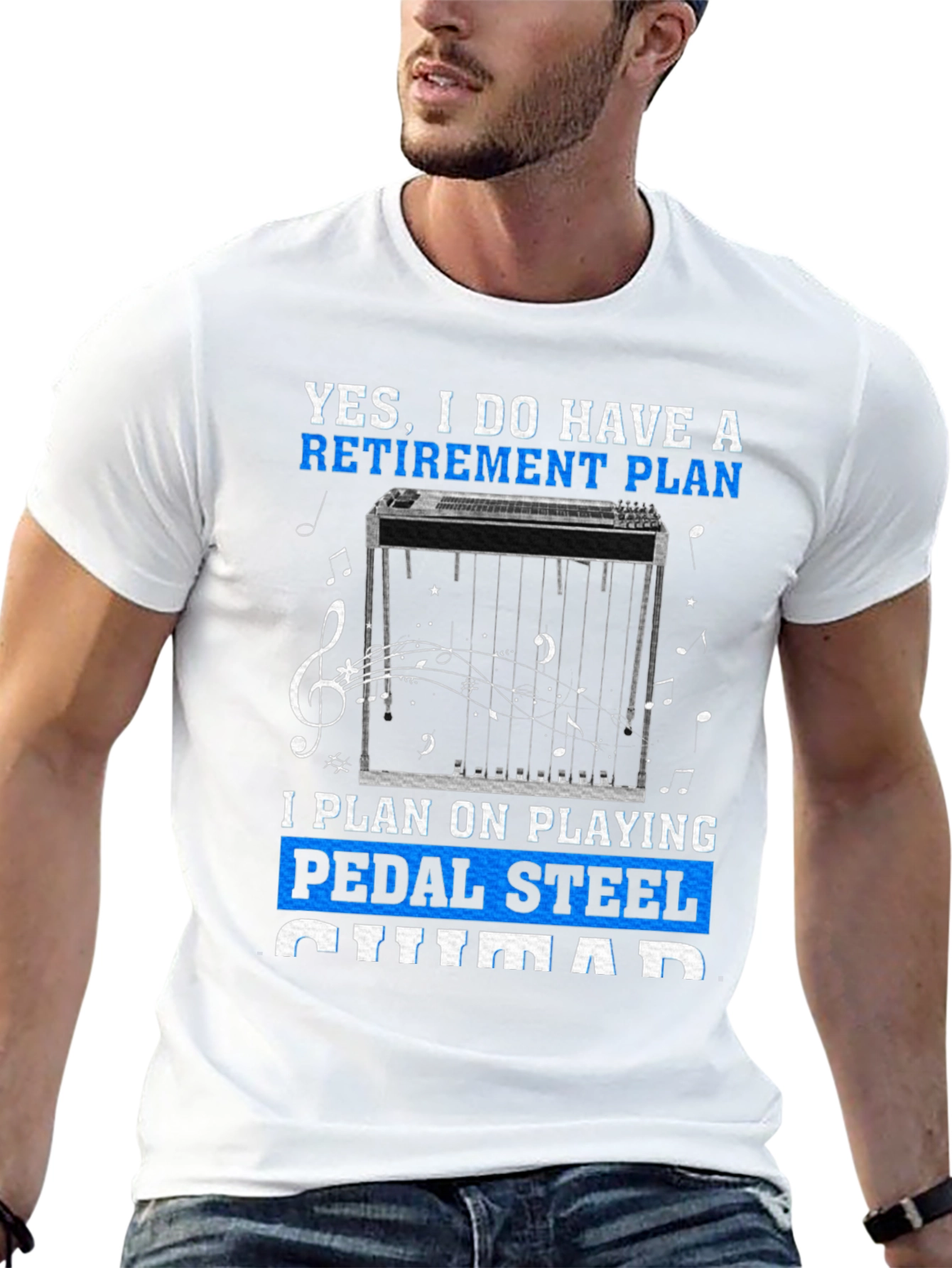 Black Retirement Pedal Steel Guitar T-Shirt view 13