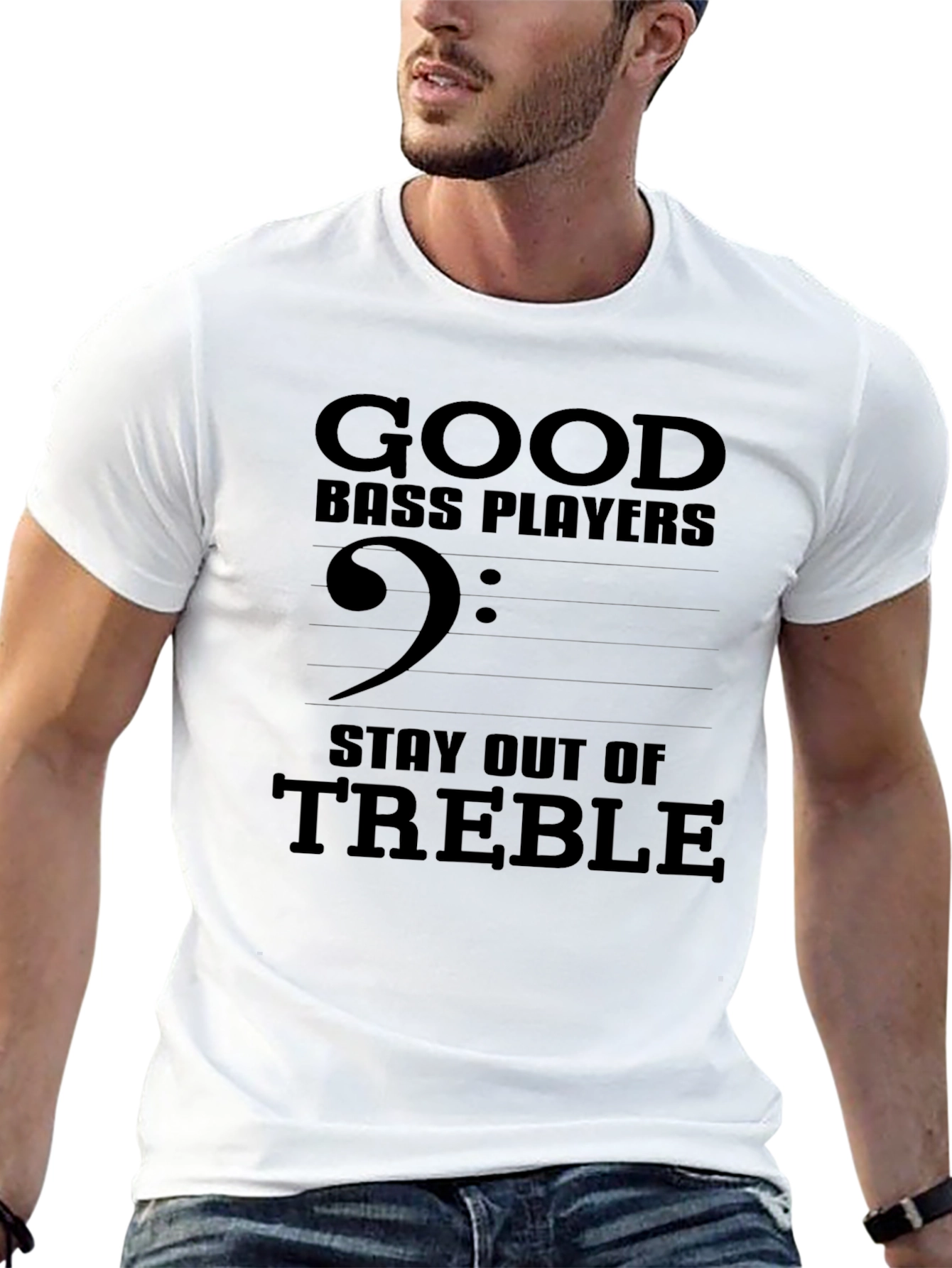 Black Bass Player Stay Out of Treble Graphic Tee view 13