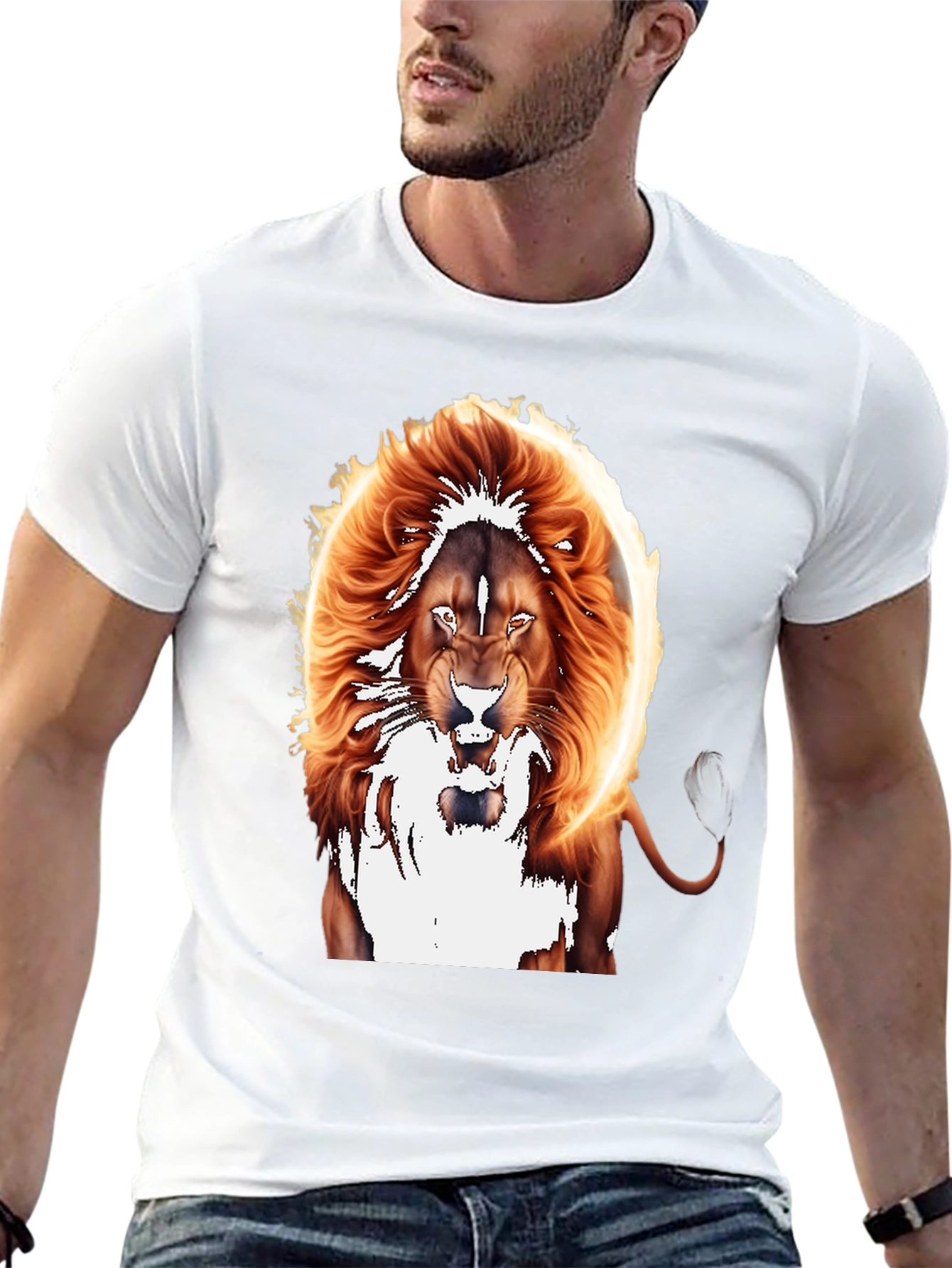 Black Fiery Lion Graphic Tee - Bold Animal Print view 13