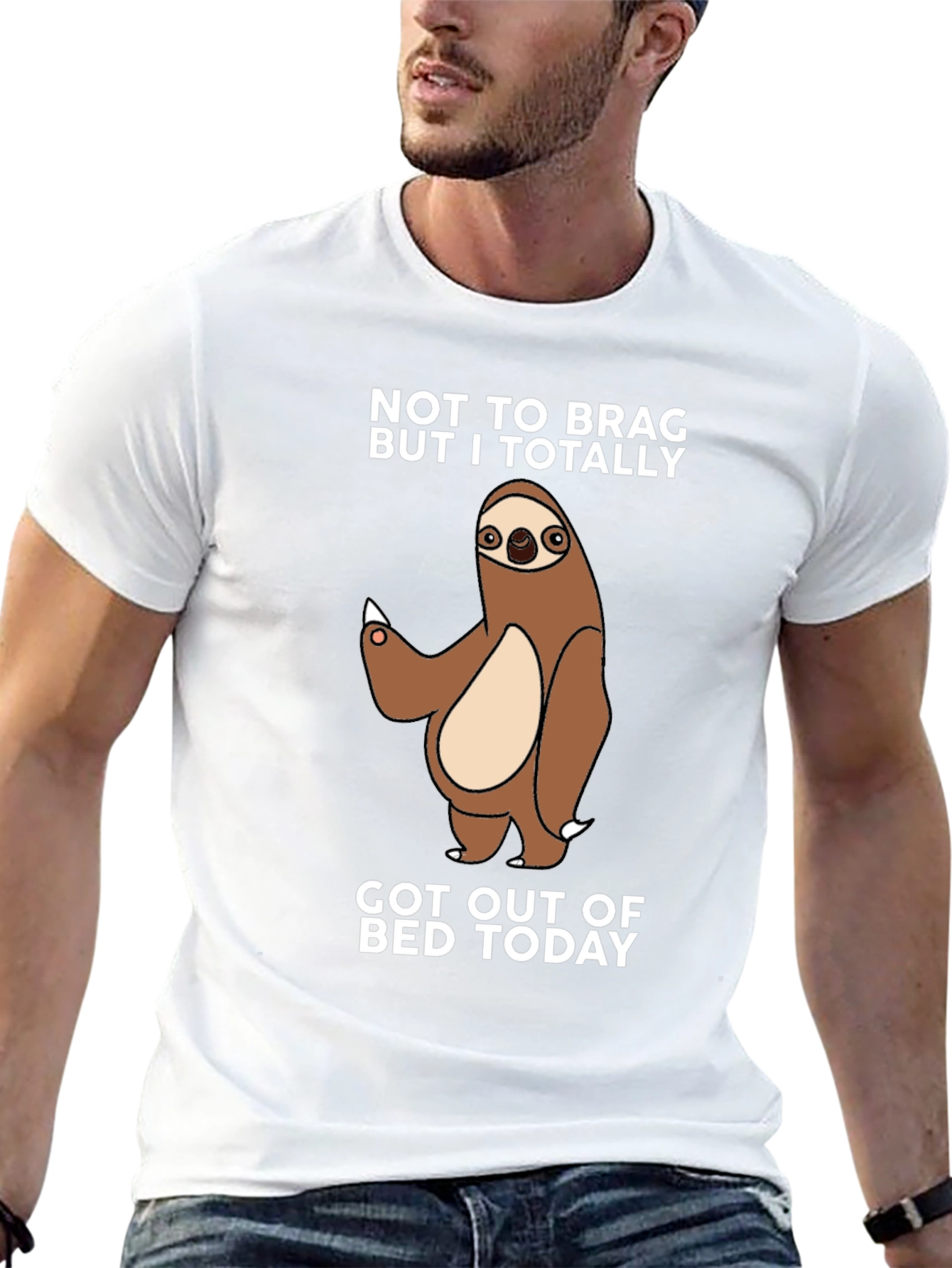 Black Funny Sloth T-Shirt - Got Out of Bed Today view 13
