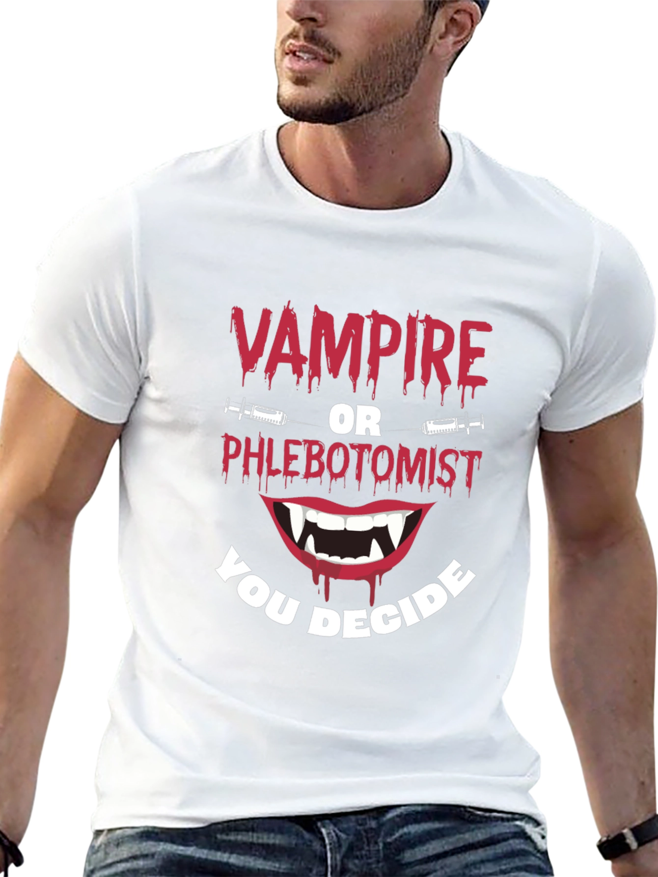 Black Vampire or Phlebotomist Funny Graphic Tee view 13