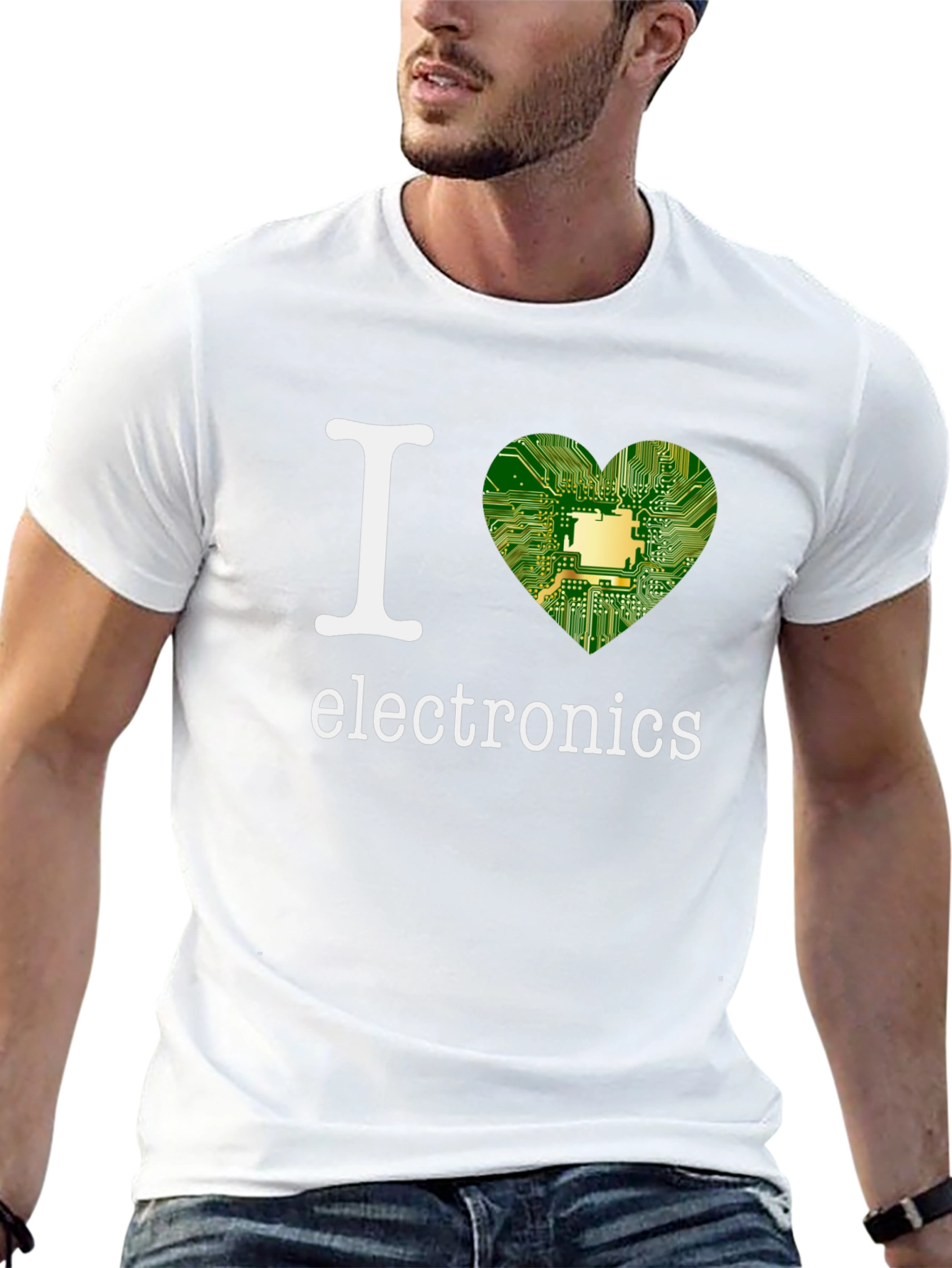 Black I Heart Electronics T-Shirt - Circuit Board Design view 13