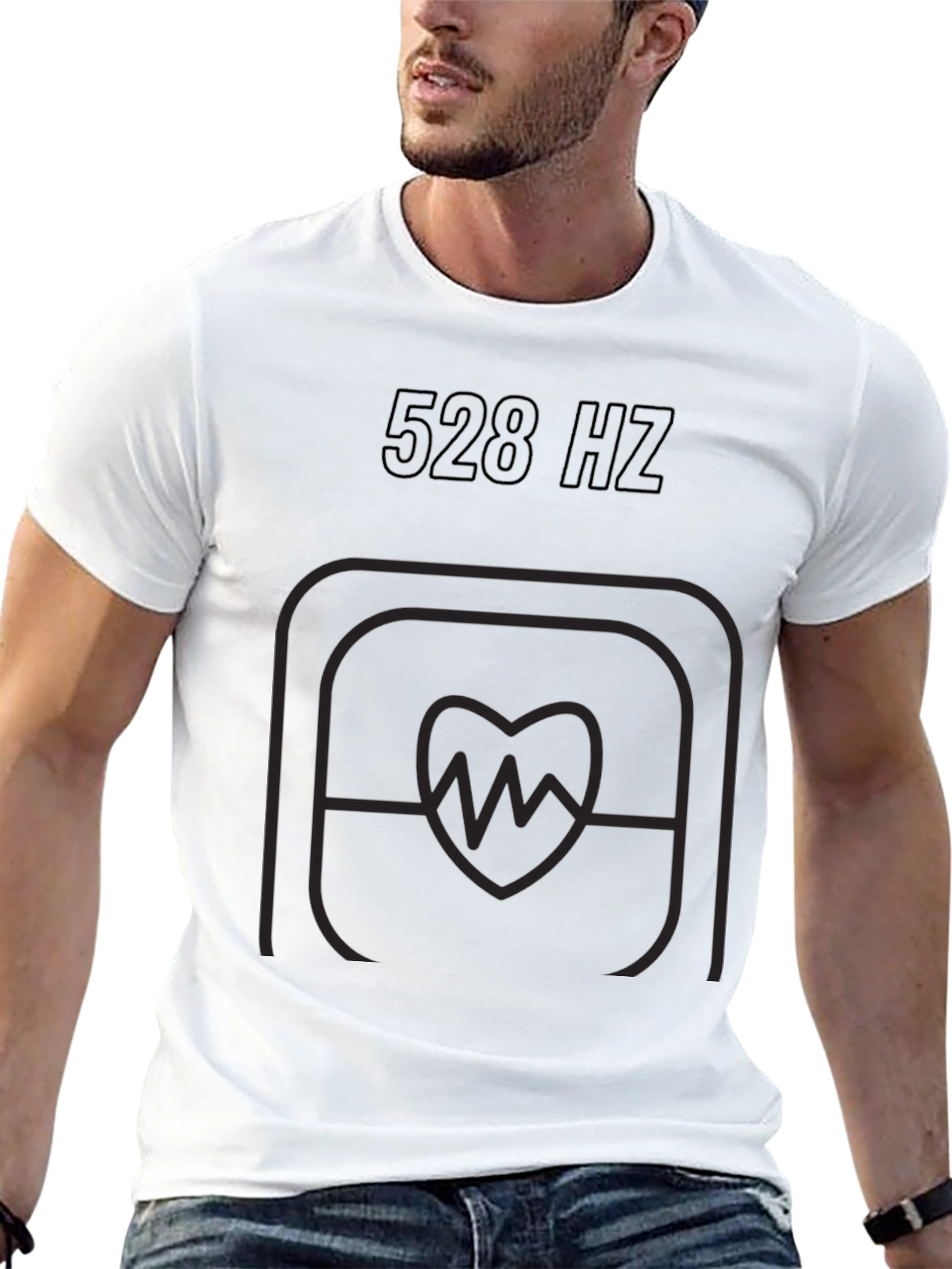Black 528 Hz Heartbeat Graphic Tee - Black view 13