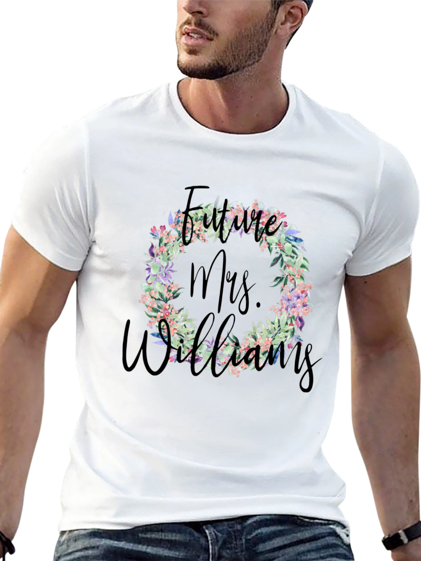 Black Future Mrs. Williams Floral Wreath T-Shirt view 13