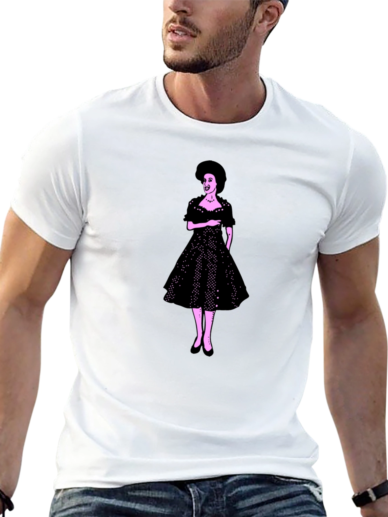 Black Retro Dress Graphic Tee - Classic Style view 13