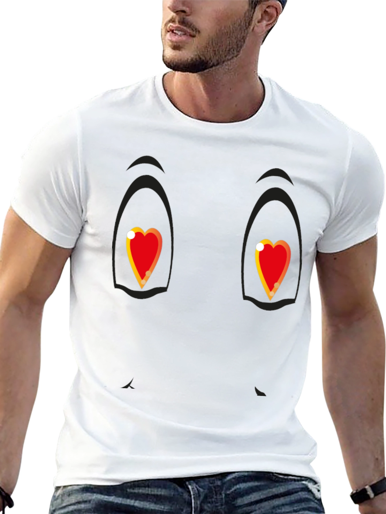 Black Heart Eyes Cartoon Graphic Black T-Shirt view 13